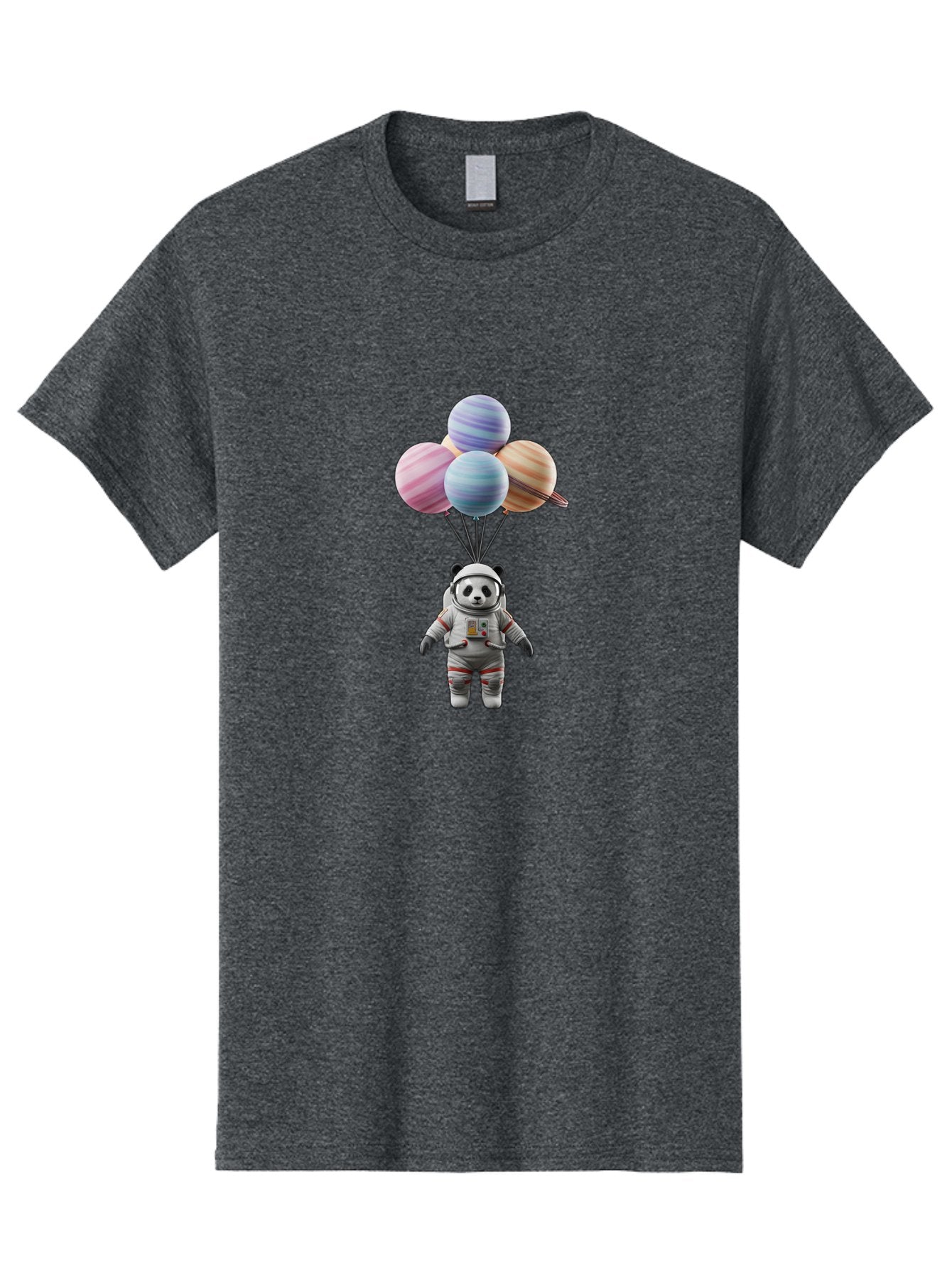 Panda-Astronaut Men'S Graphic Tee, 100% Cotton, Comfortable Casual Summer Wear, Machine Washable, Panda In Astronaut Suit, Floating In Space, Planet Balloons, 3D Illustration, Fantasy Scene, Colorful Art, Surrealism, Astronomy, Space Travel, Bae574 11