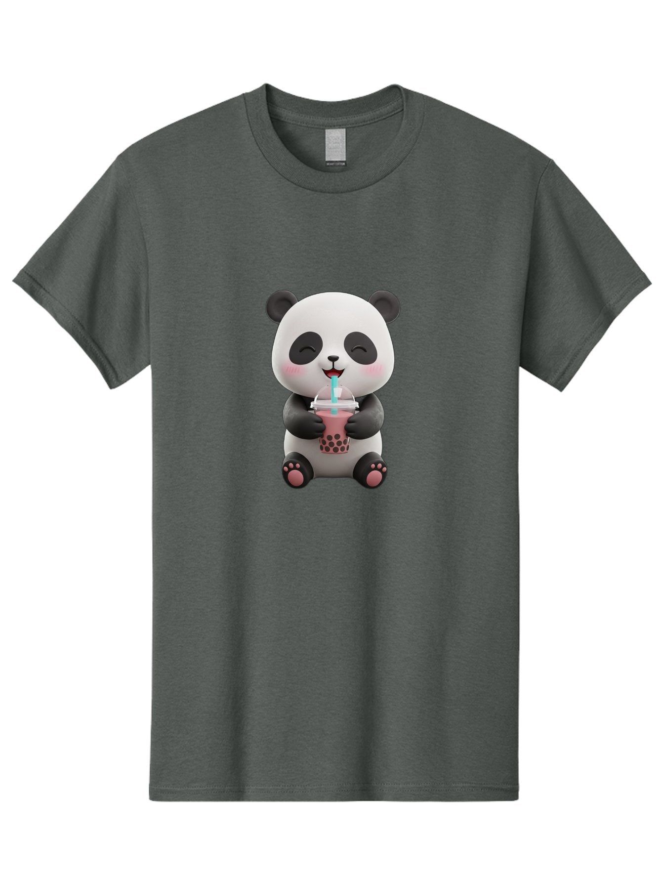 Panda-Drinking-Boba-1 Men'S Graphic Tee, 100% Cotton, Comfortable Casual Summer Wear, Machine Washable, Cartoon Panda, Boba Tea, Pink Drink, Blue Straw, Happy Panda, Kawaii Character, Adorable Bear, Cute Animal, Tea Time, Boba Lover Bae575 8