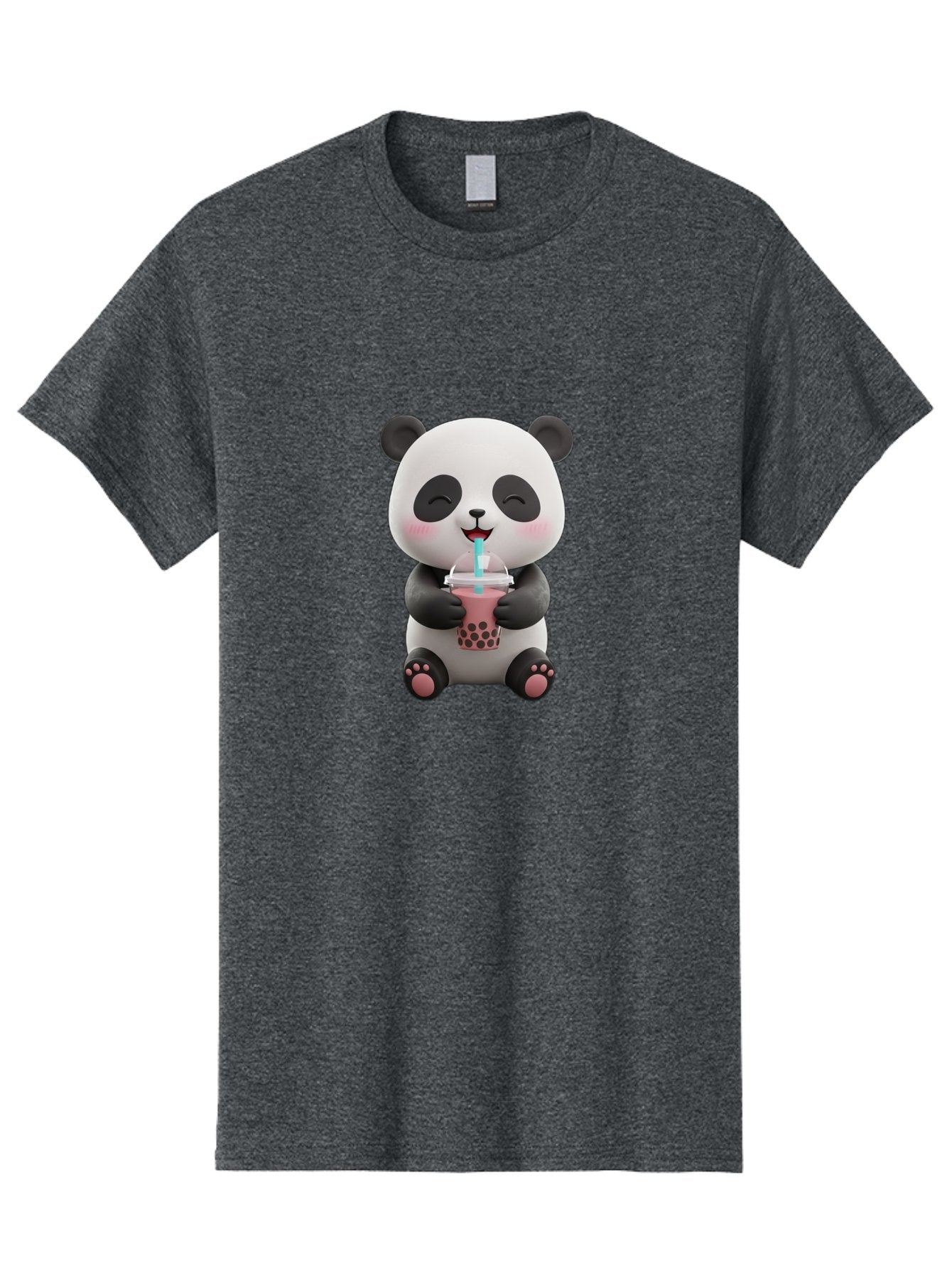 Panda-Drinking-Boba-1 Men'S Graphic Tee, 100% Cotton, Comfortable Casual Summer Wear, Machine Washable, Cartoon Panda, Boba Tea, Pink Drink, Blue Straw, Happy Panda, Kawaii Character, Adorable Bear, Cute Animal, Tea Time, Boba Lover Bae575 15
