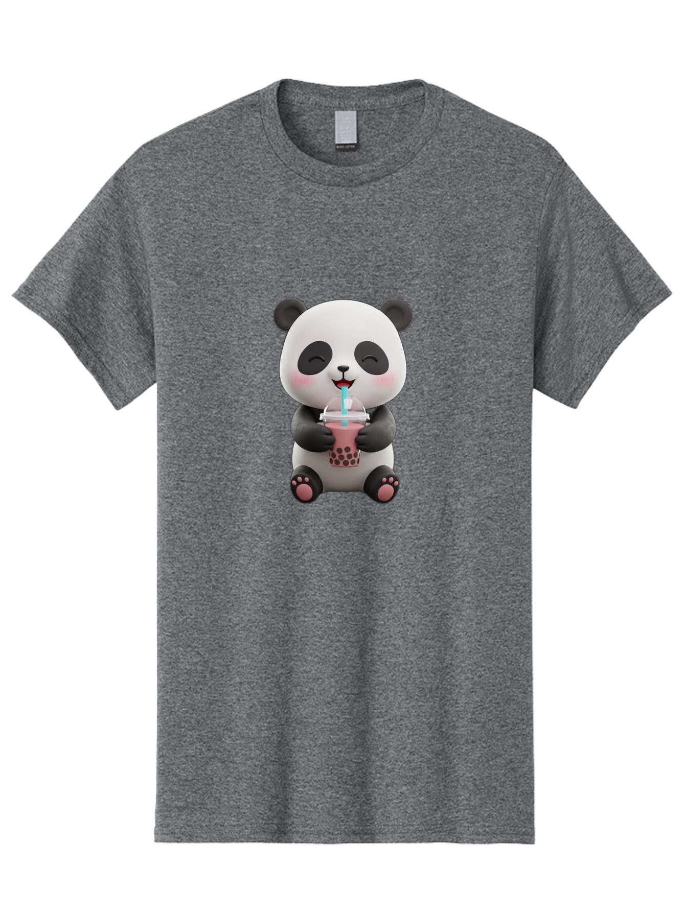 Panda-Drinking-Boba-1 Men'S Graphic Tee, 100% Cotton, Comfortable Casual Summer Wear, Machine Washable, Cartoon Panda, Boba Tea, Pink Drink, Blue Straw, Happy Panda, Kawaii Character, Adorable Bear, Cute Animal, Tea Time, Boba Lover Bae575 10