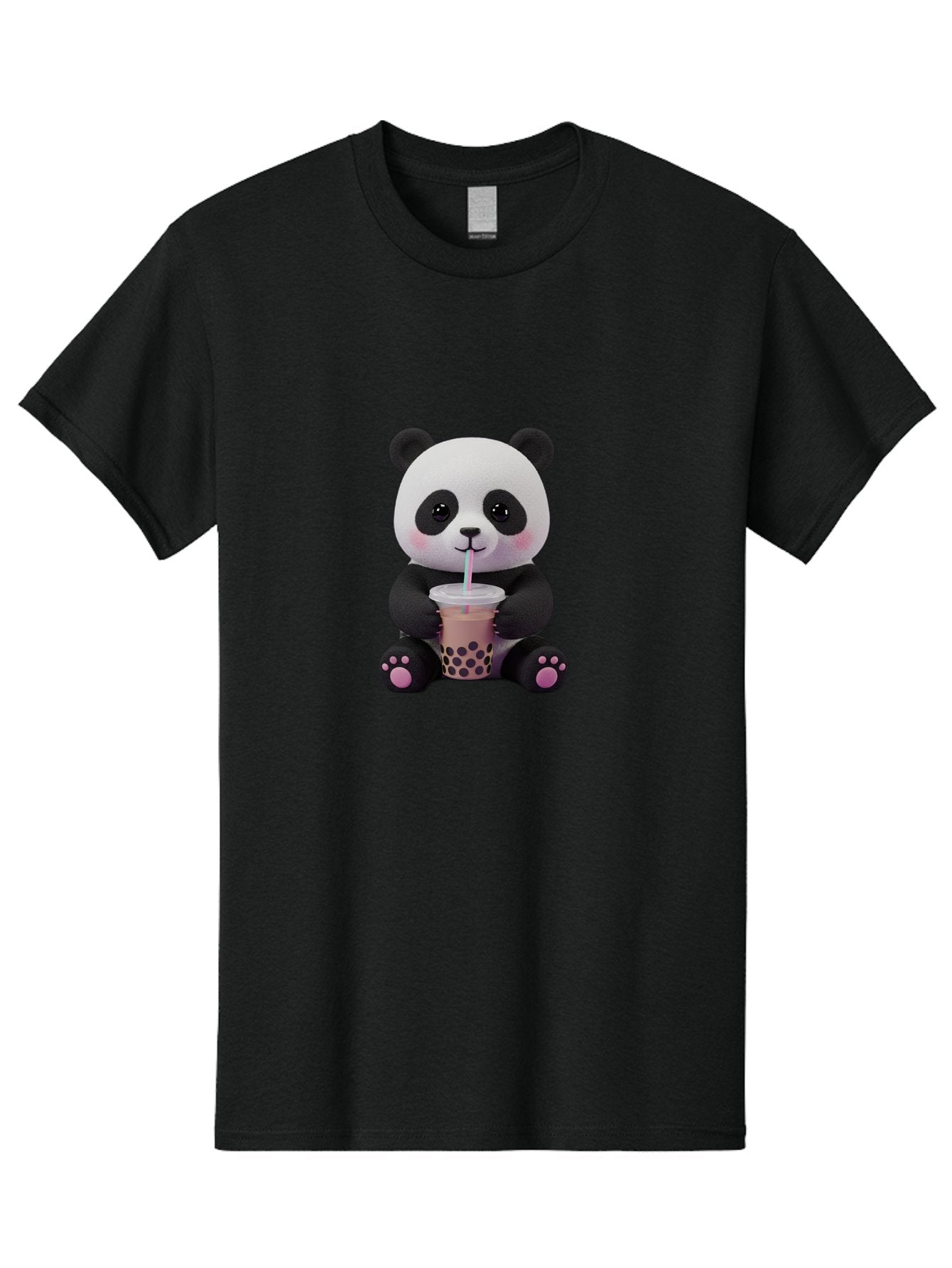 Panda-Drinking-Boba-2 Men'S Graphic Tee, 100% Cotton, Comfortable Casual Summer Wear, Machine Washable, Panda With Boba Tea, Cute Panda, Boba Drink, Bubble Tea, Cute Animal, Kawaii Culture, Cartoon Character, Boba Lover Bae576 11
