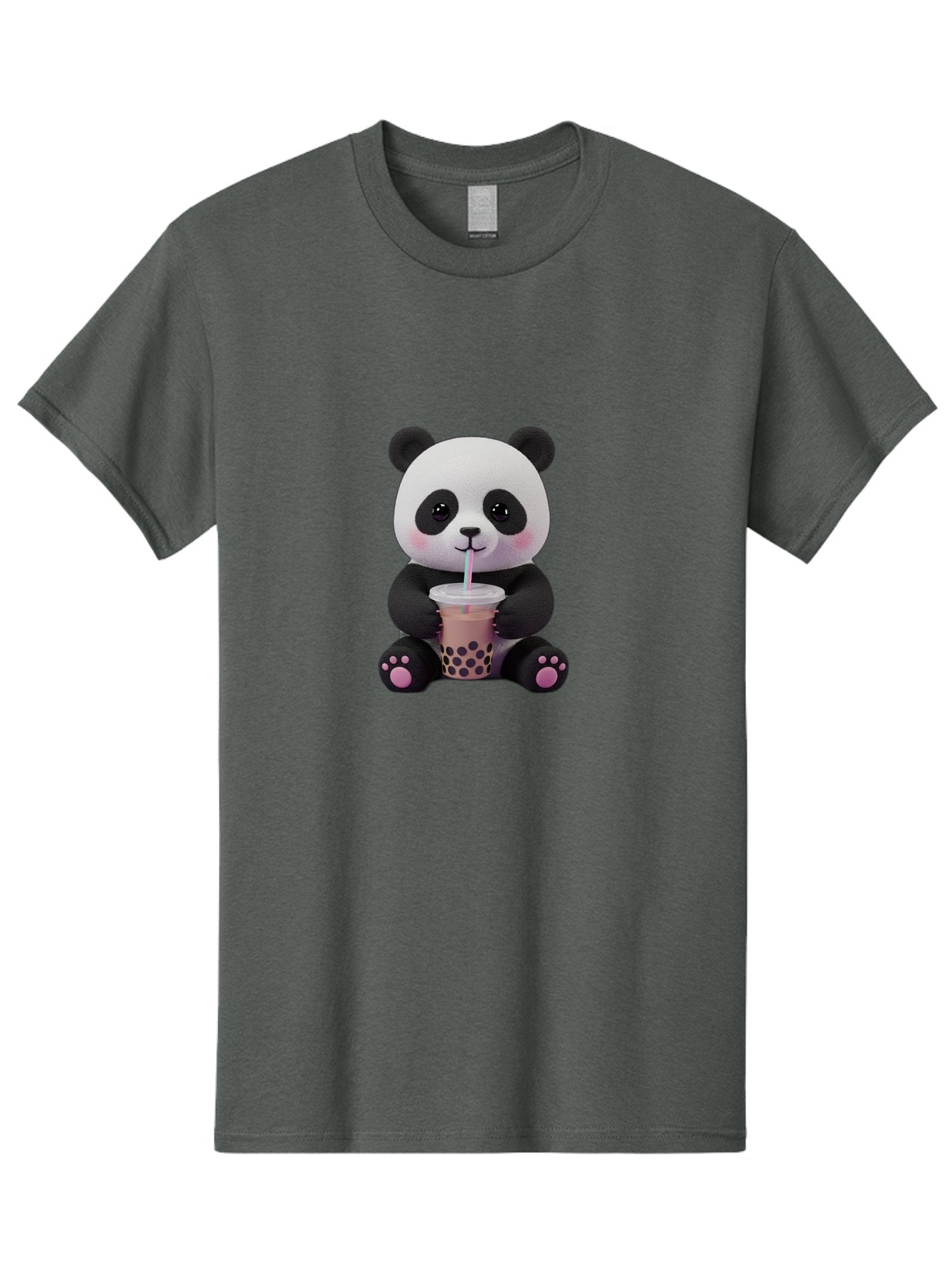 Panda-Drinking-Boba-2 Men'S Graphic Tee, 100% Cotton, Comfortable Casual Summer Wear, Machine Washable, Panda With Boba Tea, Cute Panda, Boba Drink, Bubble Tea, Cute Animal, Kawaii Culture, Cartoon Character, Boba Lover Bae576 9