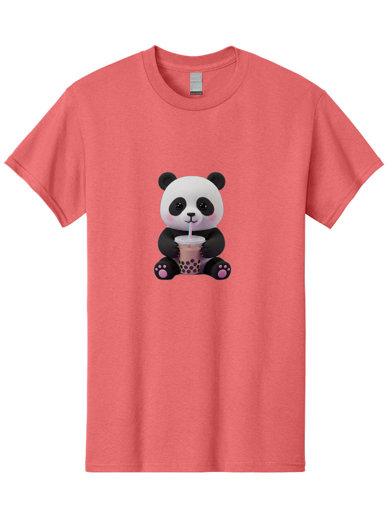 Panda-Drinking-Boba-2 Men'S Graphic Tee, 100% Cotton, Comfortable Casual Summer Wear, Machine Washable, Panda With Boba Tea, Cute Panda, Boba Drink, Bubble Tea, Cute Animal, Kawaii Culture, Cartoon Character, Boba Lover Bae576 13