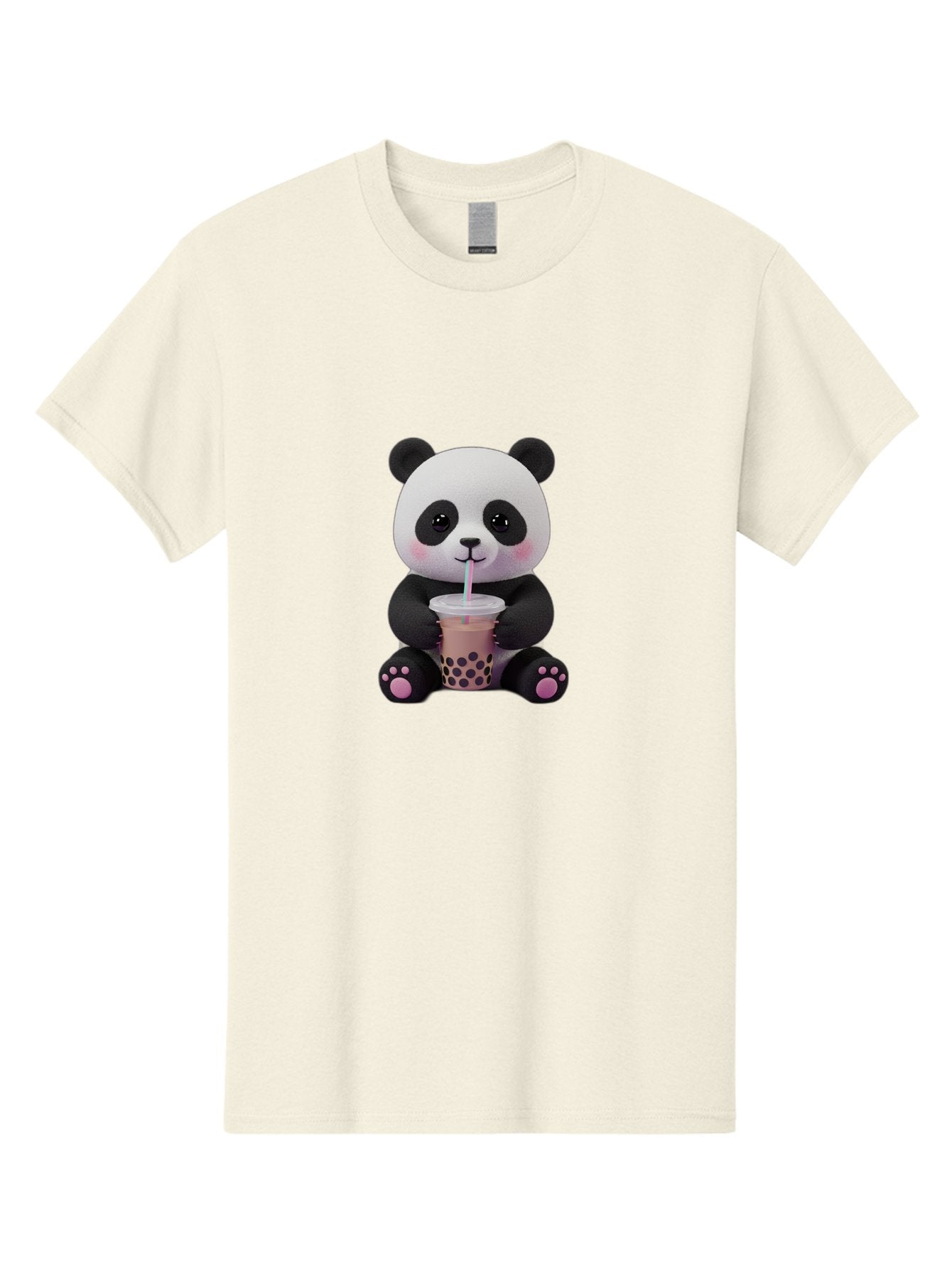 Panda-Drinking-Boba-2 Men'S Graphic Tee, 100% Cotton, Comfortable Casual Summer Wear, Machine Washable, Panda With Boba Tea, Cute Panda, Boba Drink, Bubble Tea, Cute Animal, Kawaii Culture, Cartoon Character, Boba Lover Bae576 13