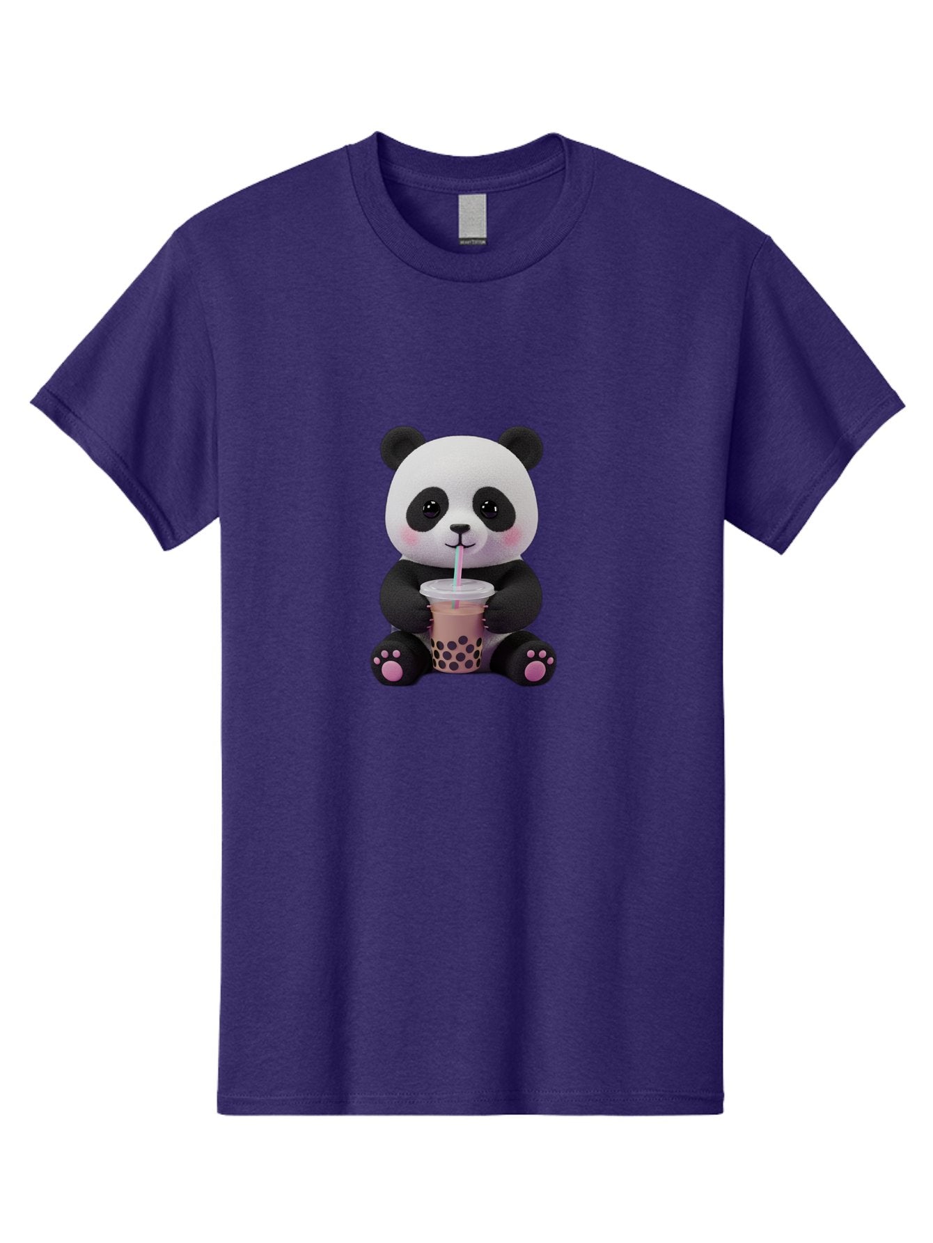 Panda-Drinking-Boba-2 Men'S Graphic Tee, 100% Cotton, Comfortable Casual Summer Wear, Machine Washable, Panda With Boba Tea, Cute Panda, Boba Drink, Bubble Tea, Cute Animal, Kawaii Culture, Cartoon Character, Boba Lover Bae576 12