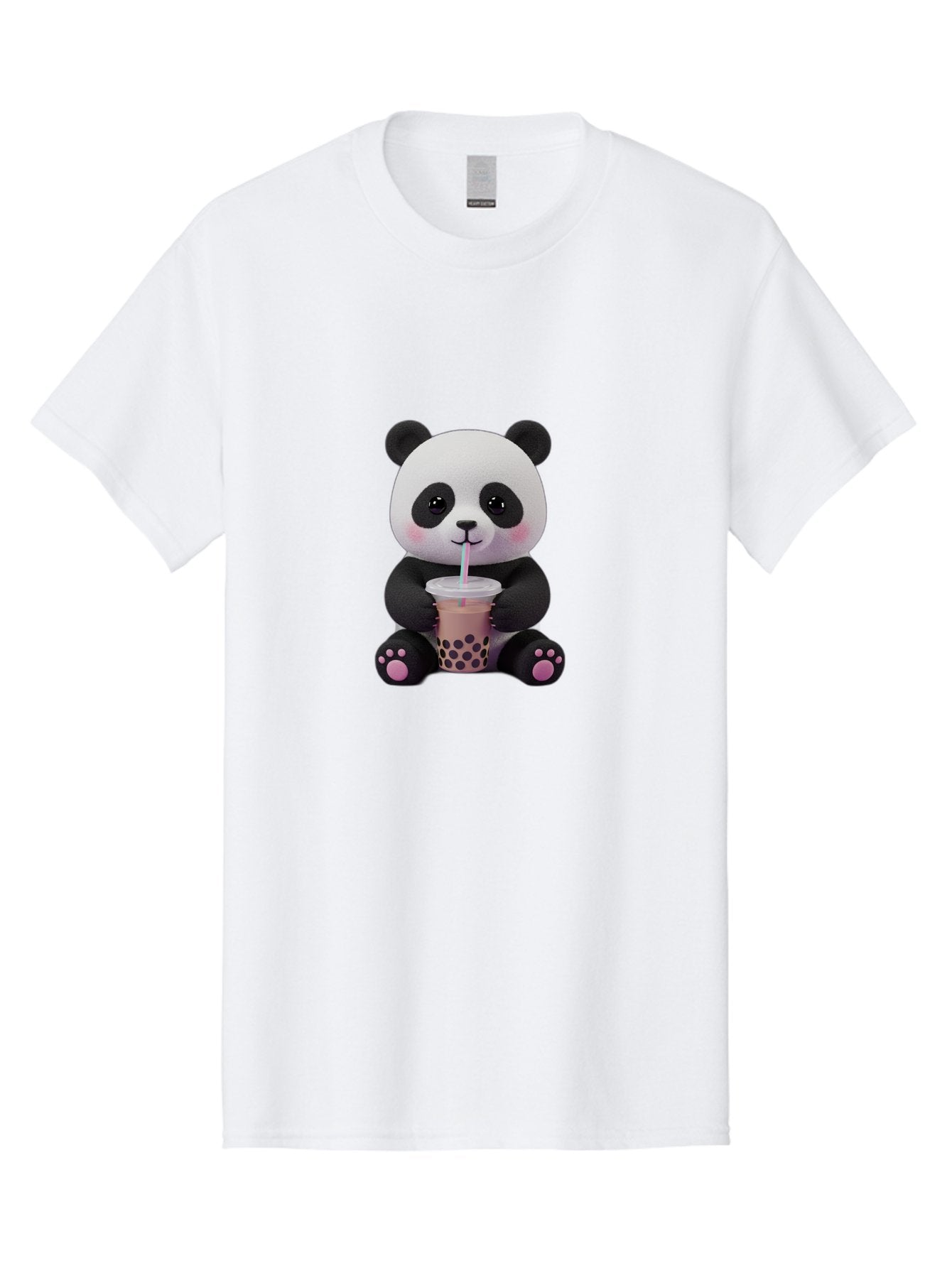 Panda-Drinking-Boba-2 Men'S Graphic Tee, 100% Cotton, Comfortable Casual Summer Wear, Machine Washable, Panda With Boba Tea, Cute Panda, Boba Drink, Bubble Tea, Cute Animal, Kawaii Culture, Cartoon Character, Boba Lover Bae576 4