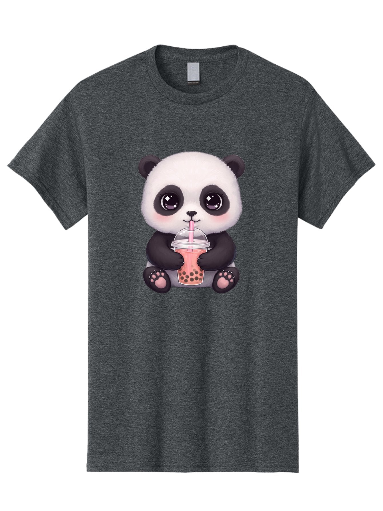 Panda-Drinking-Boba Men'S Graphic Tee, 100% Cotton, Comfortable Casual Summer Wear, Machine Washable, Kawaii Panda, Adorable Cartoon, Bubble Tea, Boba Drink, Pink Straw, Cute Illustration, Digital Art, Panda Bear, Drinking Tea, Bae577 12