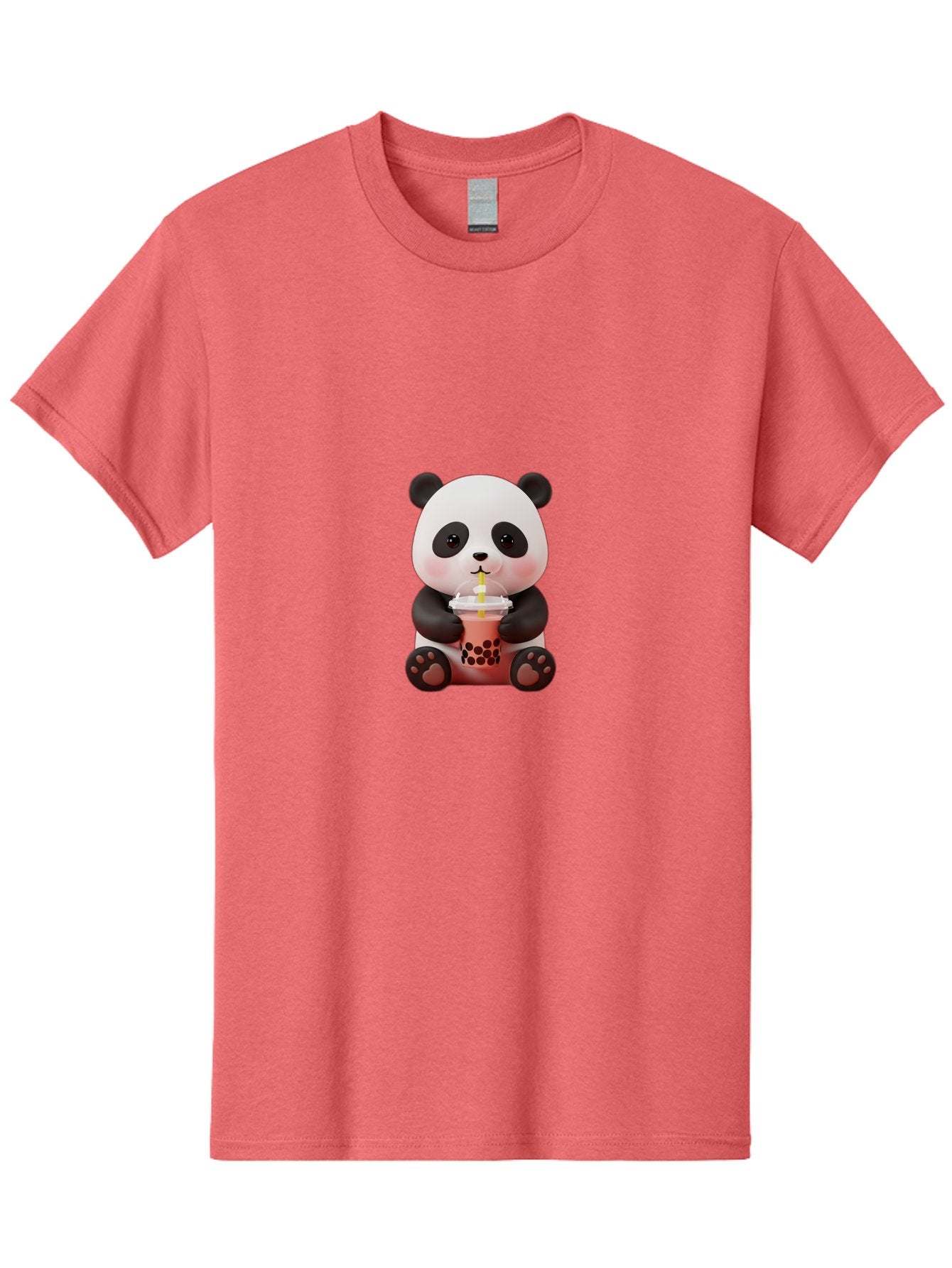 Panda-Drinking-Bubble-Tea-2 Men'S Graphic Tee, 100% Cotton, Comfortable Casual Summer Wear, Machine Washable, Panda, Bubble Tea, Boba, Cartoon Character, Cute Animal, Funny Illustration, Drinking Straw, Kawaii, Asian Culture, Adorable Panda, Bae579 6
