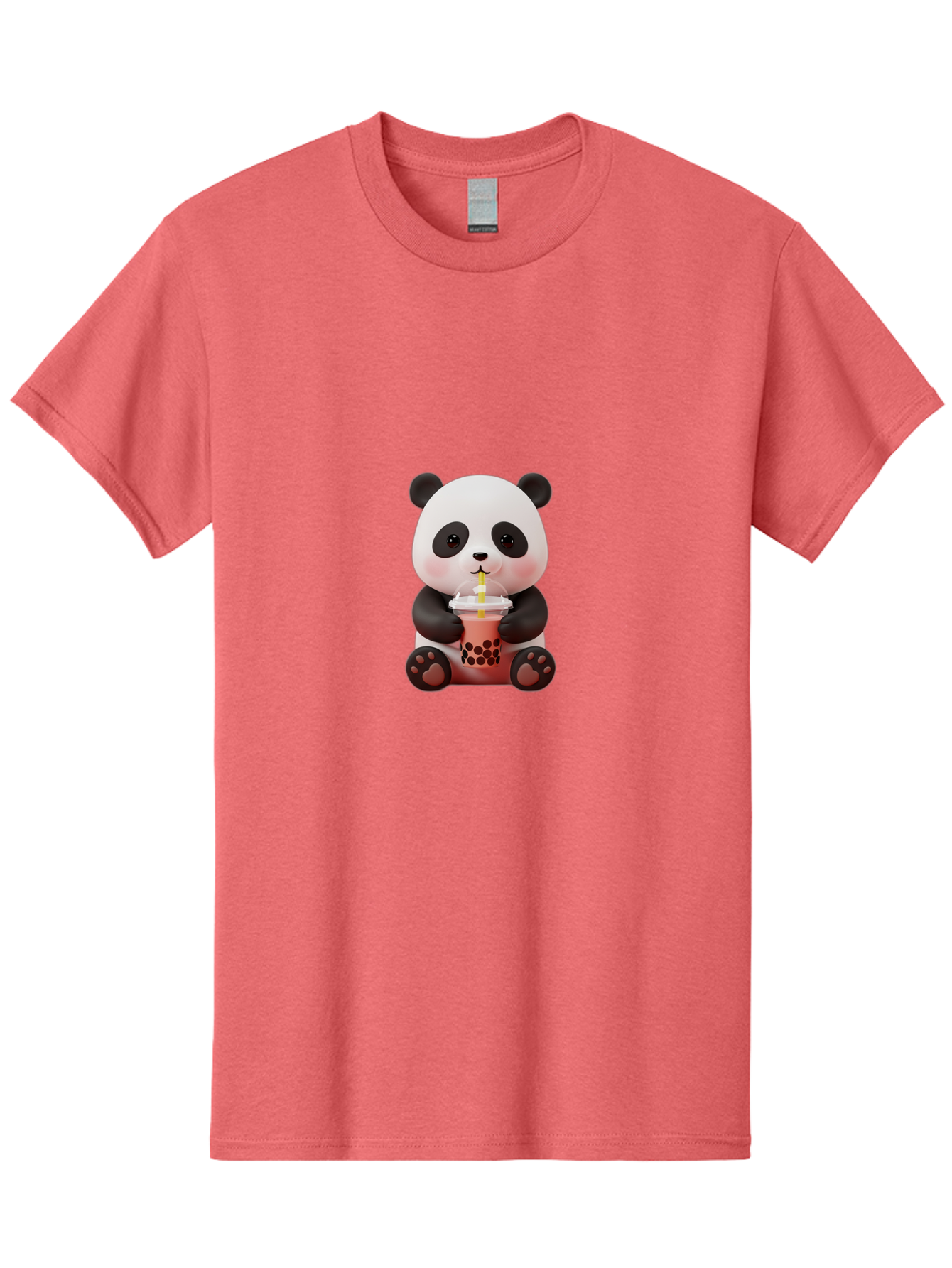 Panda-Drinking-Bubble-Tea-2 Men'S Graphic Tee, 100% Cotton, Comfortable Casual Summer Wear, Machine Washable, Panda, Bubble Tea, Boba, Cartoon Character, Cute Animal, Funny Illustration, Drinking Straw, Kawaii, Asian Culture, Adorable Panda, Bae579 7