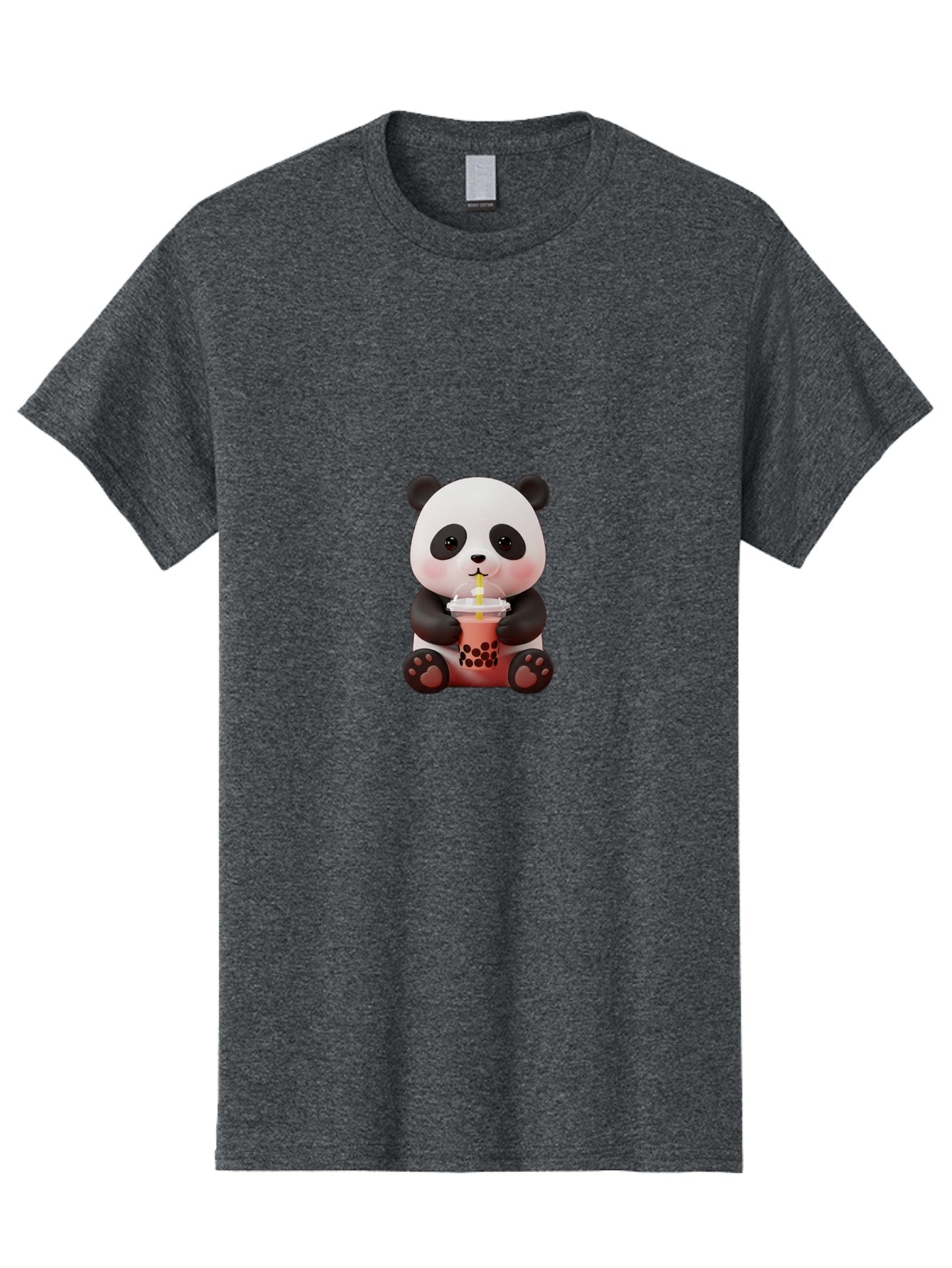 Panda-Drinking-Bubble-Tea-2 Men'S Graphic Tee, 100% Cotton, Comfortable Casual Summer Wear, Machine Washable, Panda, Bubble Tea, Boba, Cartoon Character, Cute Animal, Funny Illustration, Drinking Straw, Kawaii, Asian Culture, Adorable Panda, Bae579 7