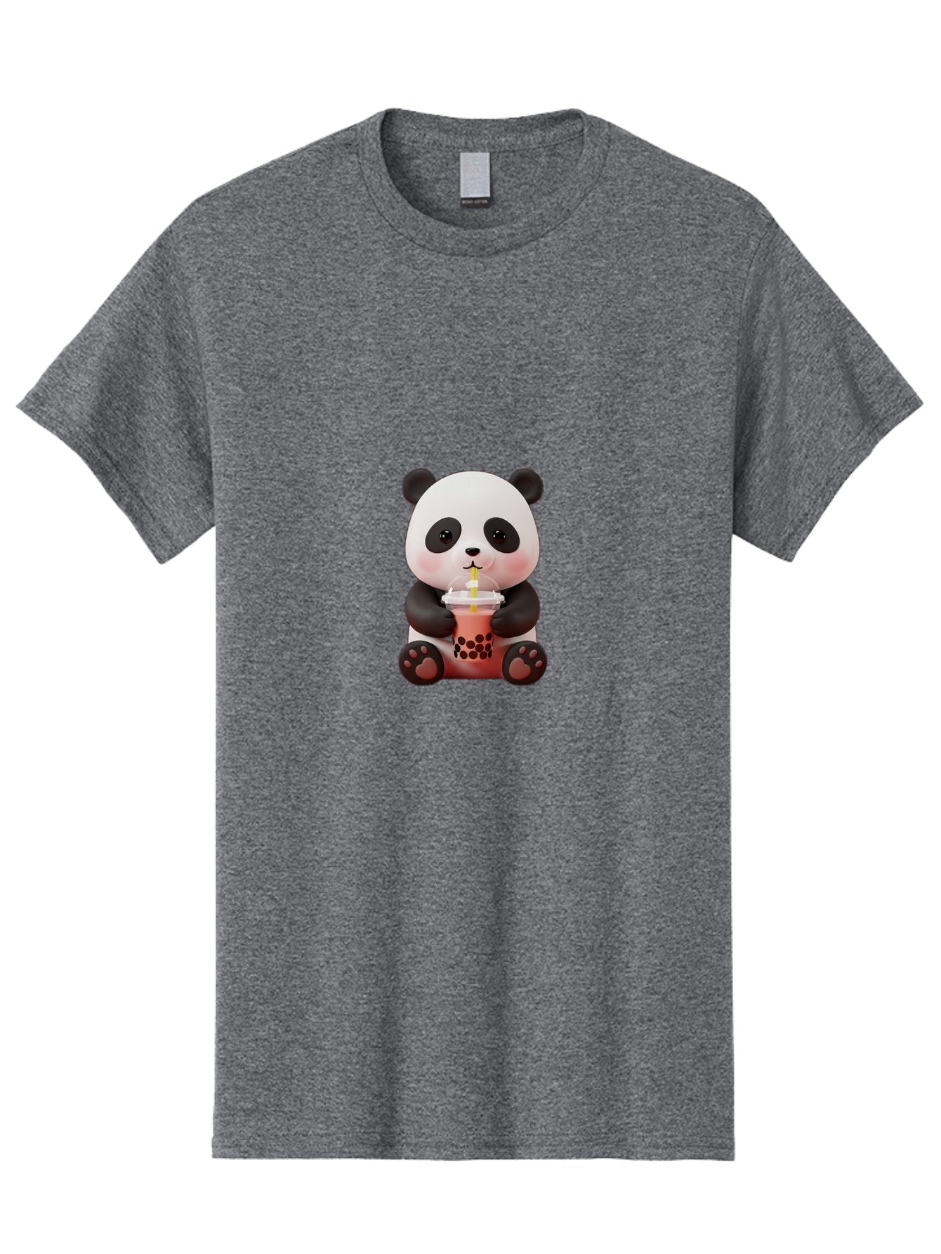 Panda-Drinking-Bubble-Tea-2 Men'S Graphic Tee, 100% Cotton, Comfortable Casual Summer Wear, Machine Washable, Panda, Bubble Tea, Boba, Cartoon Character, Cute Animal, Funny Illustration, Drinking Straw, Kawaii, Asian Culture, Adorable Panda, Bae579 8