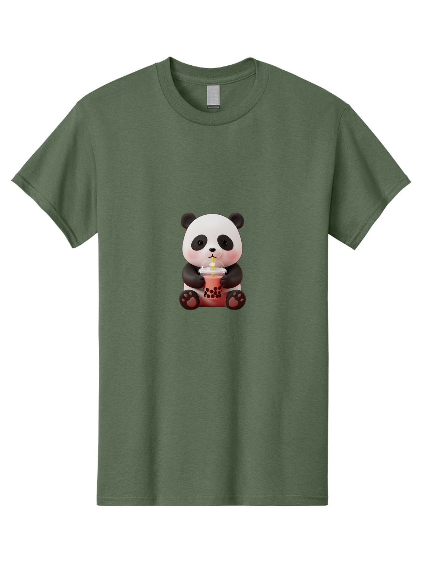 Panda-Drinking-Bubble-Tea-2 Men'S Graphic Tee, 100% Cotton, Comfortable Casual Summer Wear, Machine Washable, Panda, Bubble Tea, Boba, Cartoon Character, Cute Animal, Funny Illustration, Drinking Straw, Kawaii, Asian Culture, Adorable Panda, Bae579 5