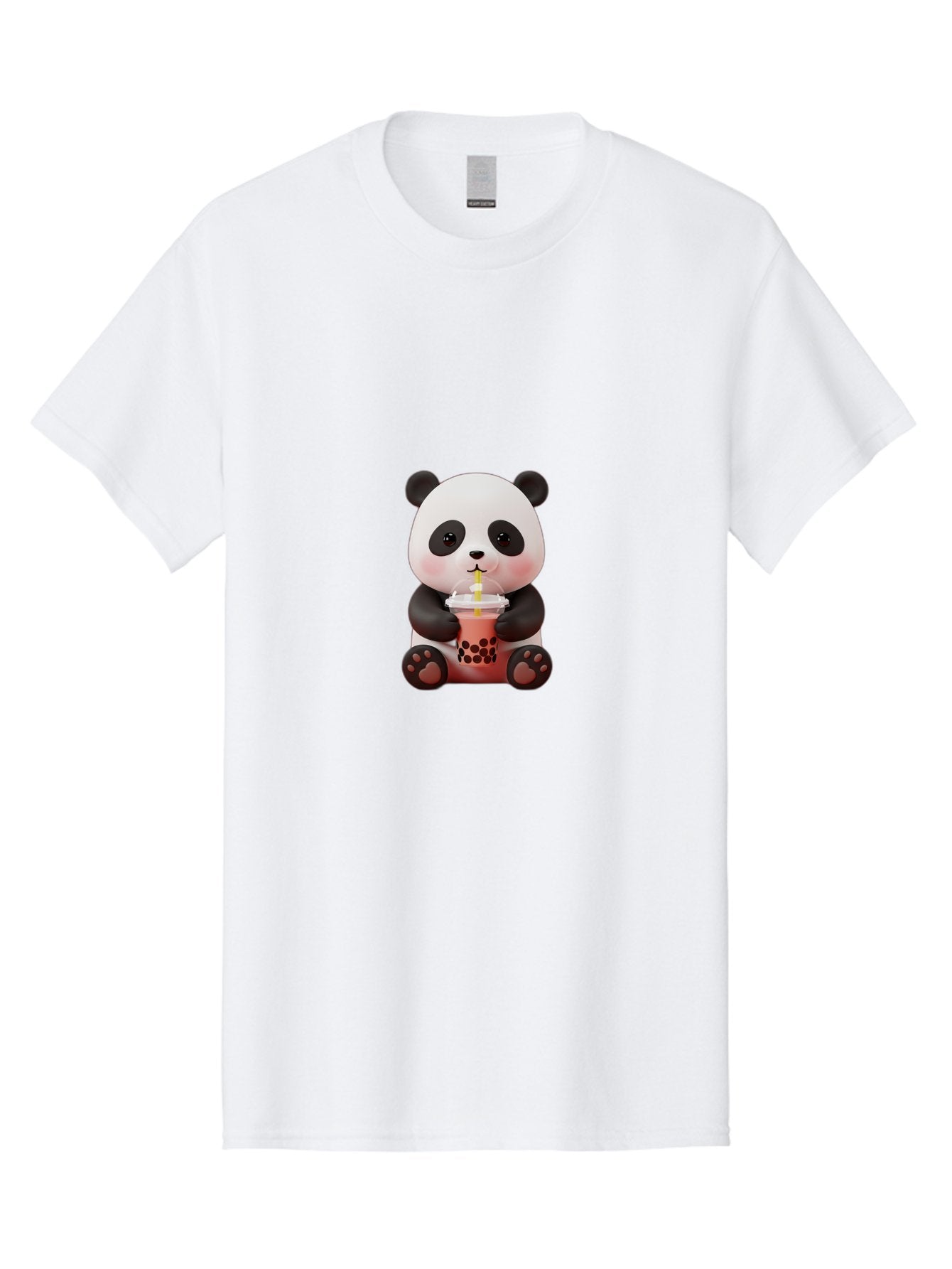 Panda-Drinking-Bubble-Tea-2 Men'S Graphic Tee, 100% Cotton, Comfortable Casual Summer Wear, Machine Washable, Panda, Bubble Tea, Boba, Cartoon Character, Cute Animal, Funny Illustration, Drinking Straw, Kawaii, Asian Culture, Adorable Panda, Bae579 10