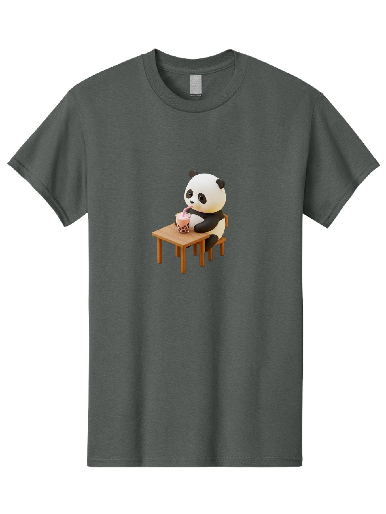 Panda-Drinking-Bubble-Tea-3 Men'S Graphic Tee, 100% Cotton, Comfortable Casual Summer Wear, Machine Washable, Cartoon Panda, Drinking Boba Tea, Adorable Animal, Cute Character, Bubble Tea, Funny Illustration, 3D Rendering, Panda Bear, Bae580 5