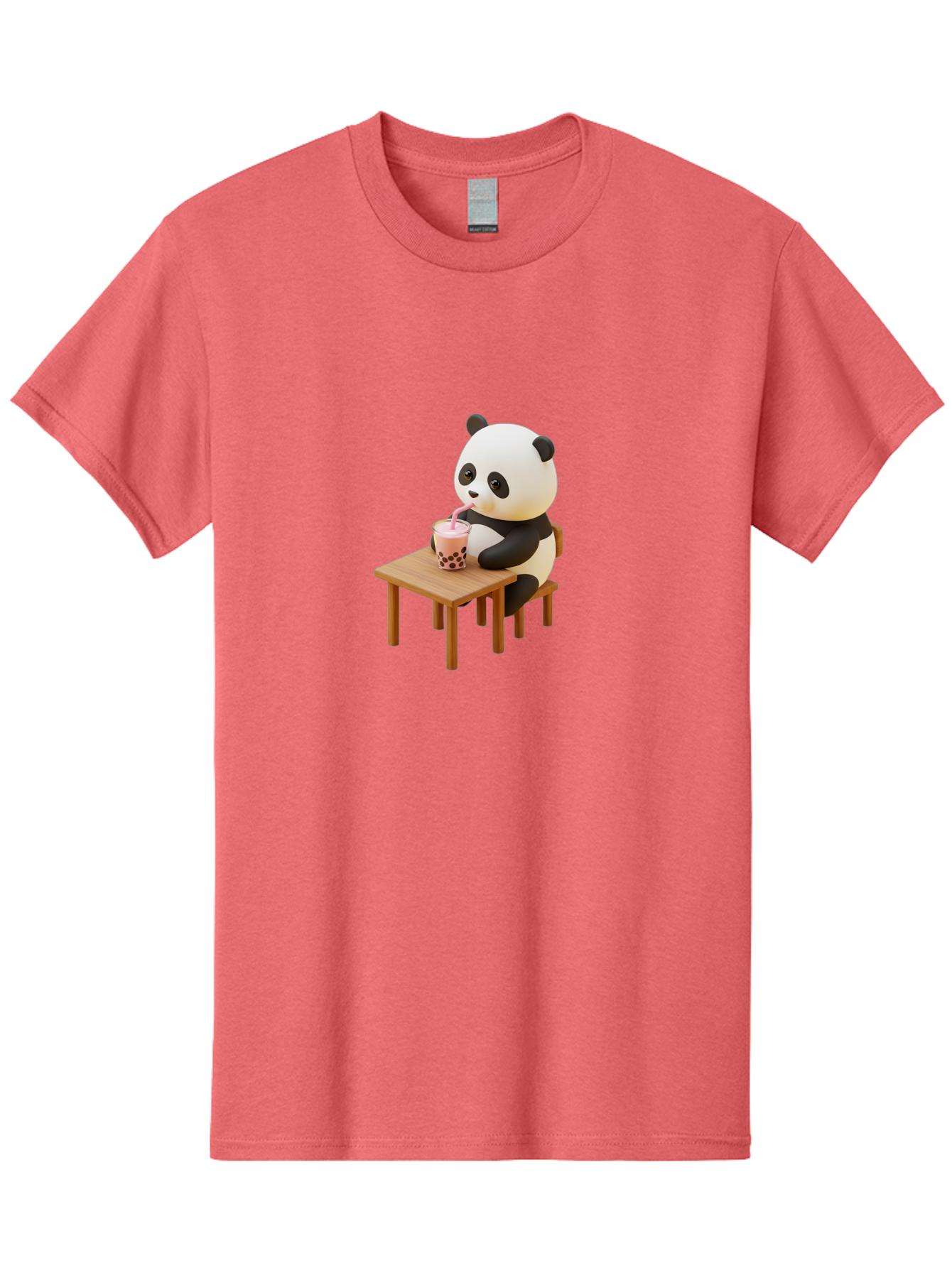 Panda-Drinking-Bubble-Tea-3 Men'S Graphic Tee, 100% Cotton, Comfortable Casual Summer Wear, Machine Washable, Cartoon Panda, Drinking Boba Tea, Adorable Animal, Cute Character, Bubble Tea, Funny Illustration, 3D Rendering, Panda Bear, Bae580 9