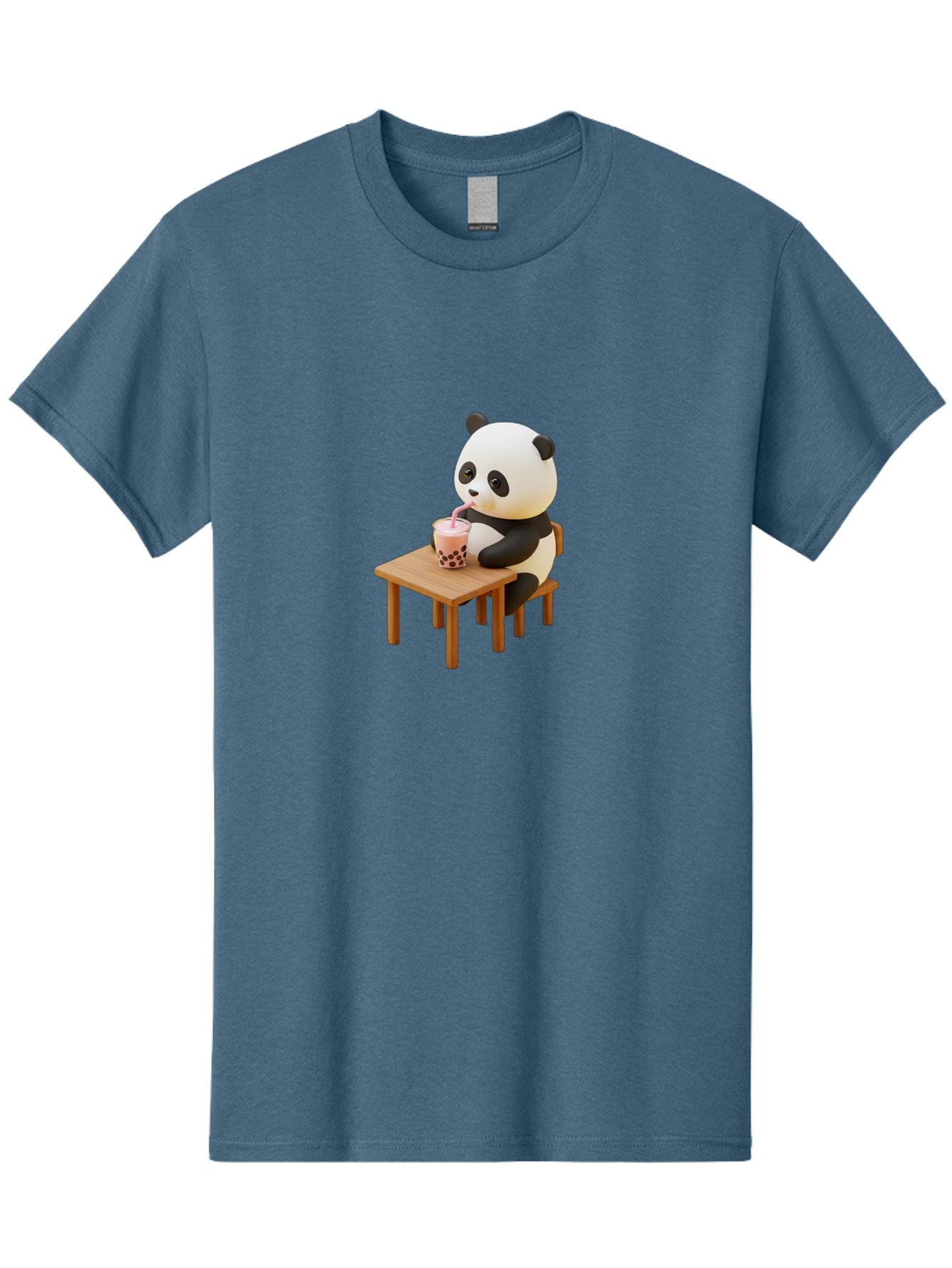 Panda-Drinking-Bubble-Tea-3 Men'S Graphic Tee, 100% Cotton, Comfortable Casual Summer Wear, Machine Washable, Cartoon Panda, Drinking Boba Tea, Adorable Animal, Cute Character, Bubble Tea, Funny Illustration, 3D Rendering, Panda Bear, Bae580 15