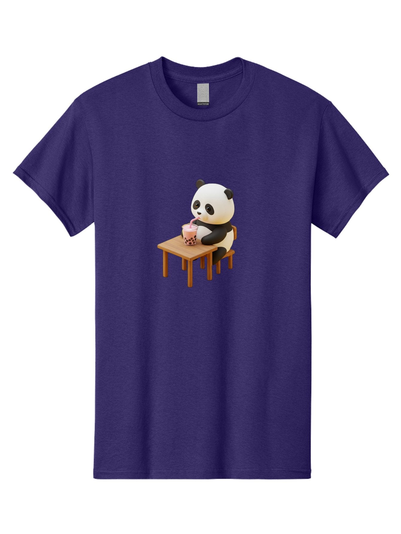 Panda-Drinking-Bubble-Tea-3 Men'S Graphic Tee, 100% Cotton, Comfortable Casual Summer Wear, Machine Washable, Cartoon Panda, Drinking Boba Tea, Adorable Animal, Cute Character, Bubble Tea, Funny Illustration, 3D Rendering, Panda Bear, Bae580 6