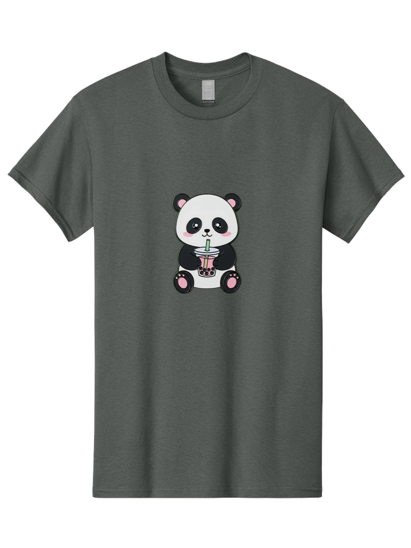 Panda-Drinking-Bubble-Tea-4 Men'S Graphic Tee, 100% Cotton, Comfortable Casual Summer Wear, Machine Washable, Cute Panda, Bubble Tea, Black And White Panda, Pink Accents, Adorable Cartoon Character, Boba Drink, Kawaii Illustration, Boba Tea, Bae581 6