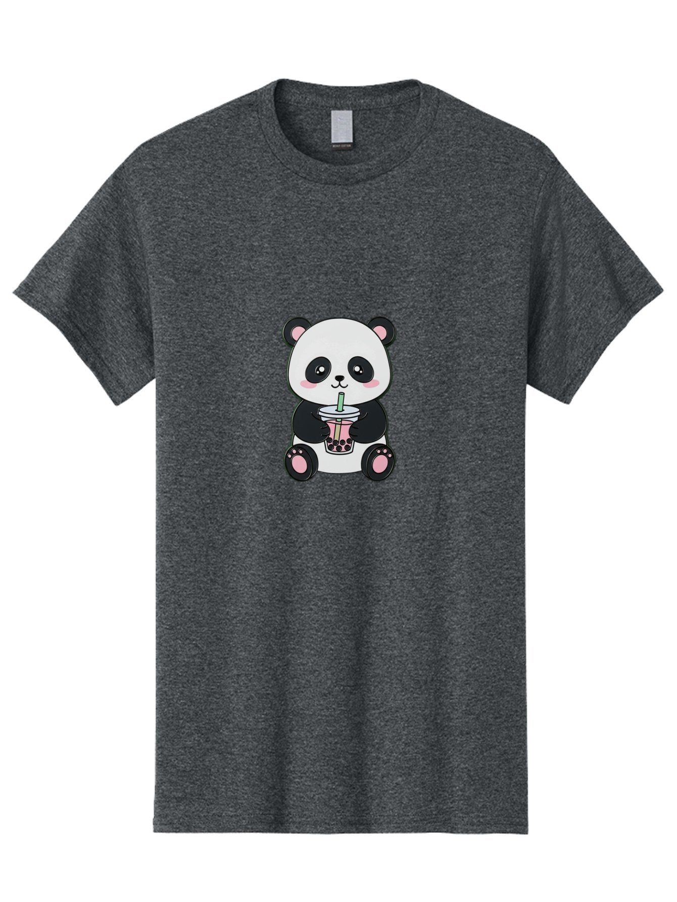 Panda-Drinking-Bubble-Tea-4 Men'S Graphic Tee, 100% Cotton, Comfortable Casual Summer Wear, Machine Washable, Cute Panda, Bubble Tea, Black And White Panda, Pink Accents, Adorable Cartoon Character, Boba Drink, Kawaii Illustration, Boba Tea, Bae581 12