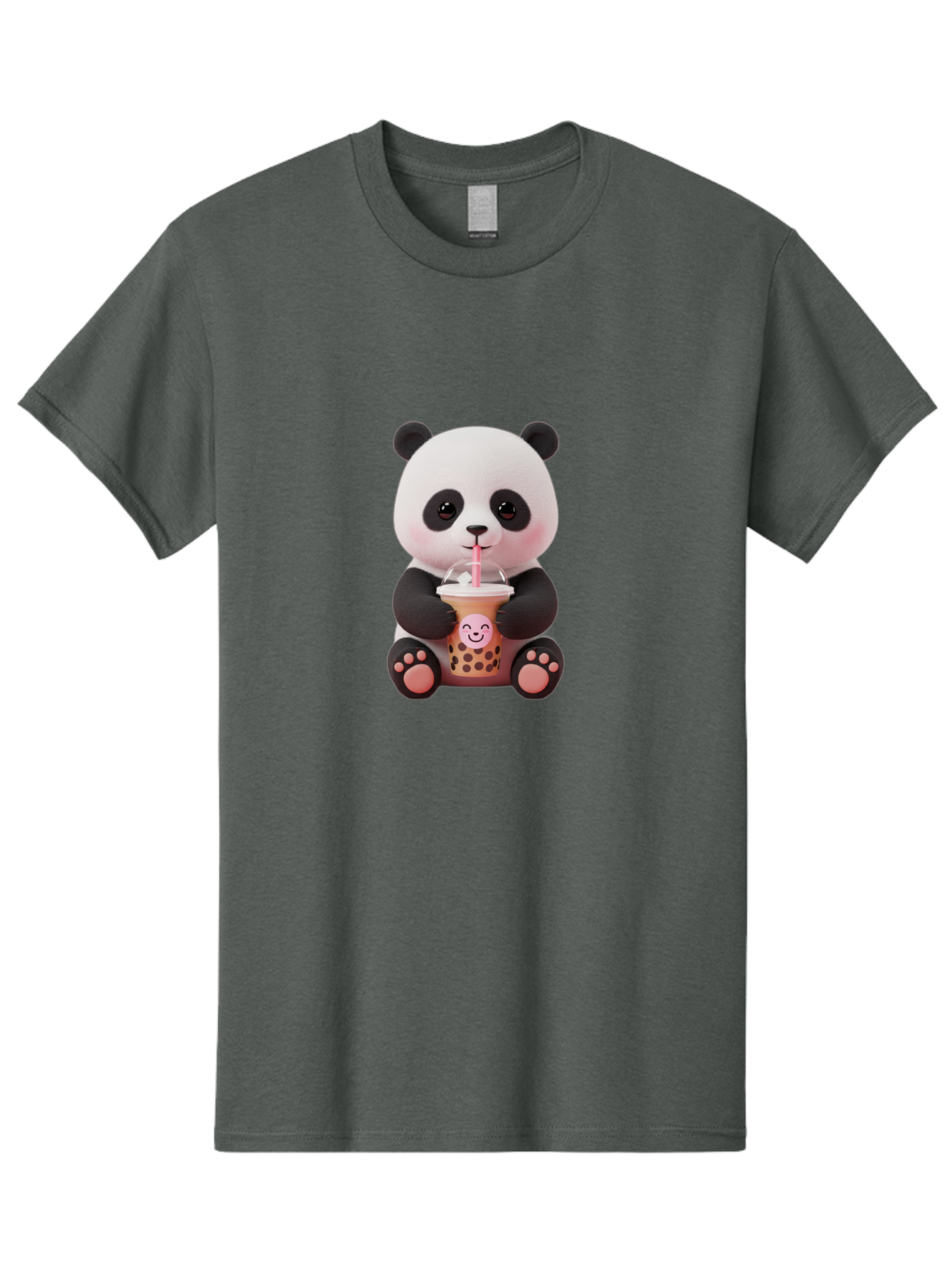 Panda-Drinking-Bubble-Tea-5 Men'S Graphic Tee, 100% Cotton, Comfortable Casual Summer Wear, Machine Washable, Cartoon Panda, Boba Tea, Bubble Tea, Adorable Animal, Kawaii Character, Milk Tea, Straw, Cute Design, Funny Illustration, Bae582