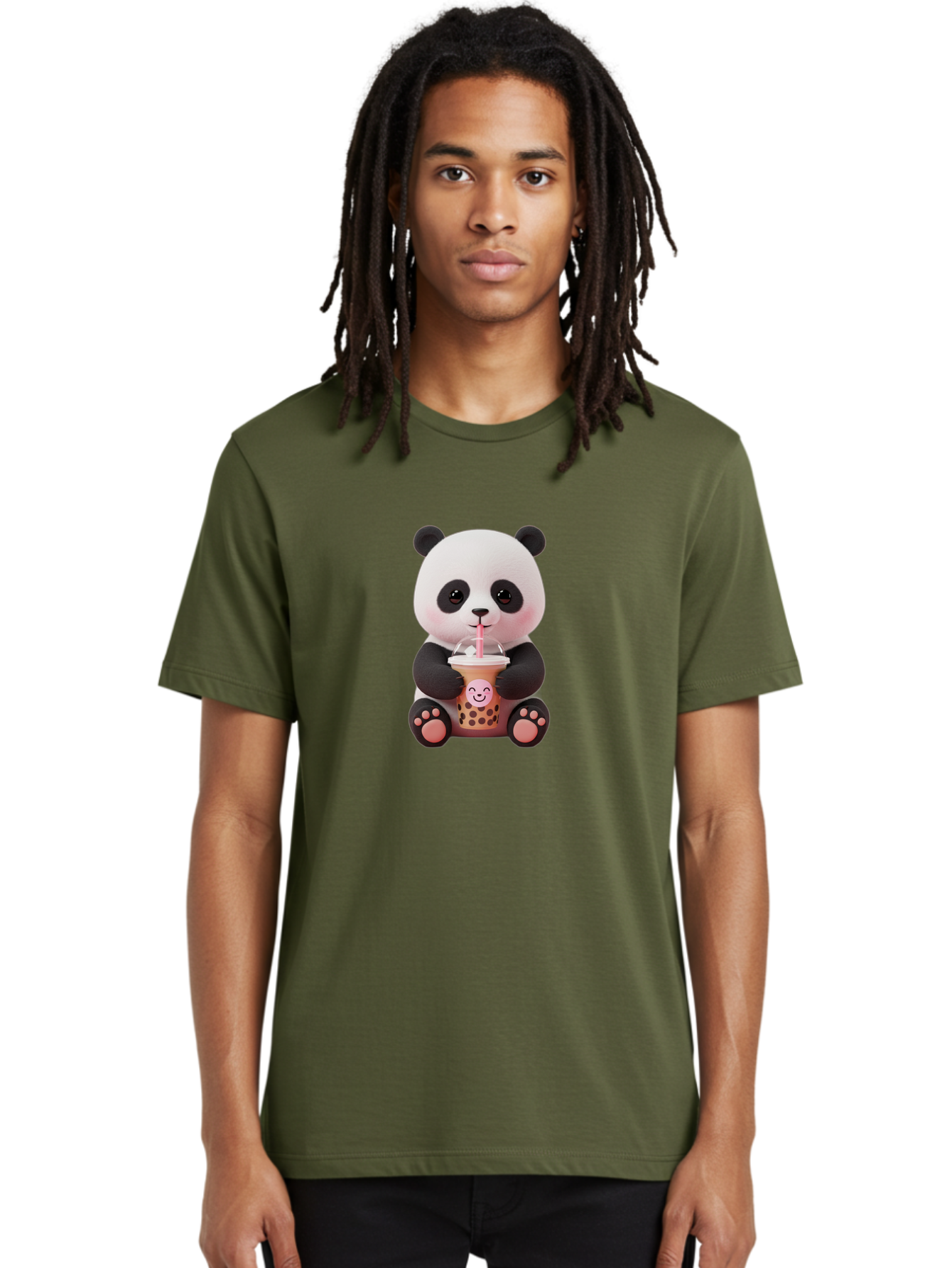 Panda-Drinking-Bubble-Tea-5 Men'S Graphic Tee, 100% Cotton, Comfortable Casual Summer Wear, Machine Washable, Cartoon Panda, Boba Tea, Bubble Tea, Adorable Animal, Kawaii Character, Milk Tea, Straw, Cute Design, Funny Illustration, Bae582 17