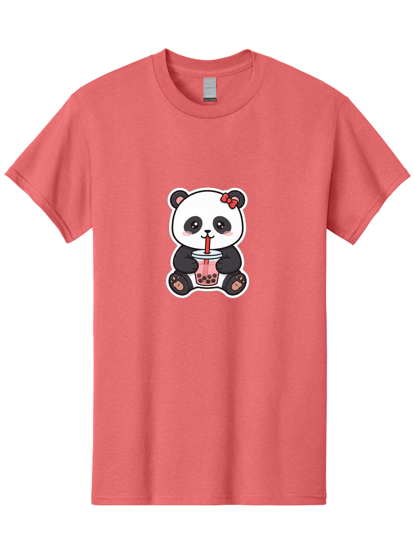 Panda-Drinking-Bubble-Tea Men'S Graphic Tee, 100% Cotton, Comfortable Casual Summer Wear, Machine Washable, Cute Panda, Boba Tea, Bubble Tea, Kawaii Character, Adorable Animal, Pink Drink, Red Straw, Boba Lover, Cartoon Style Bae583 9