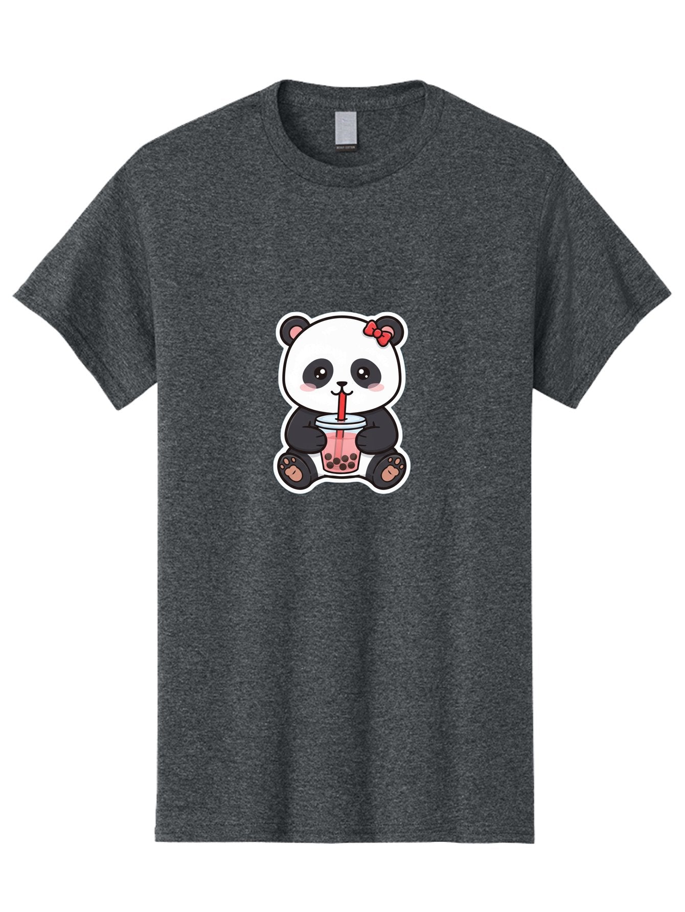 Panda-Drinking-Bubble-Tea Men'S Graphic Tee, 100% Cotton, Comfortable Casual Summer Wear, Machine Washable, Cute Panda, Boba Tea, Bubble Tea, Kawaii Character, Adorable Animal, Pink Drink, Red Straw, Boba Lover, Cartoon Style Bae583 14