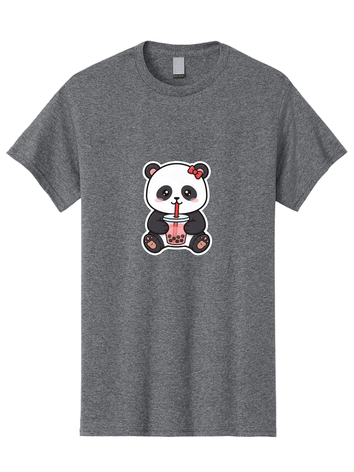 Panda-Drinking-Bubble-Tea Men'S Graphic Tee, 100% Cotton, Comfortable Casual Summer Wear, Machine Washable, Cute Panda, Boba Tea, Bubble Tea, Kawaii Character, Adorable Animal, Pink Drink, Red Straw, Boba Lover, Cartoon Style Bae583 6