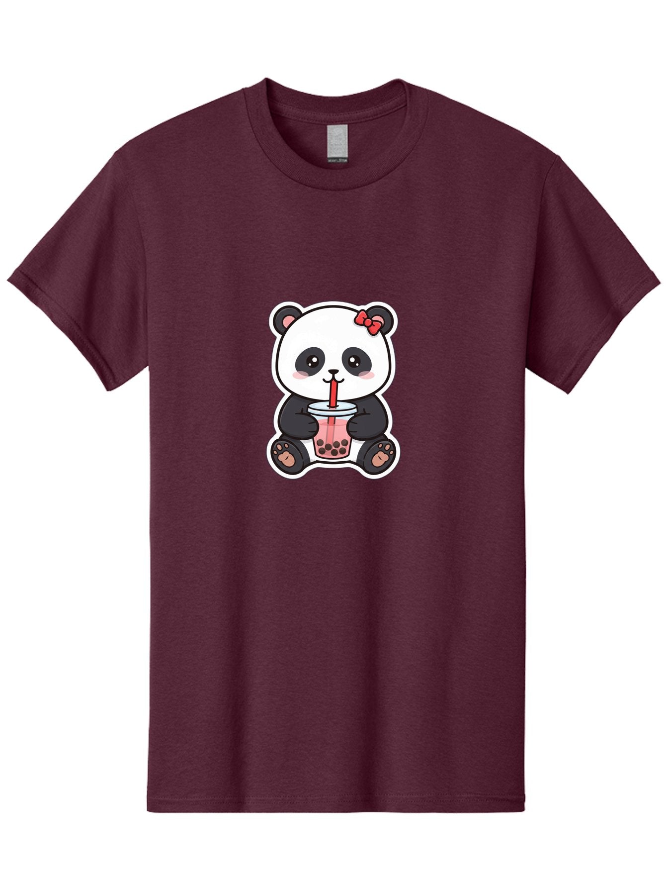 Panda-Drinking-Bubble-Tea Men'S Graphic Tee, 100% Cotton, Comfortable Casual Summer Wear, Machine Washable, Cute Panda, Boba Tea, Bubble Tea, Kawaii Character, Adorable Animal, Pink Drink, Red Straw, Boba Lover, Cartoon Style Bae583 11