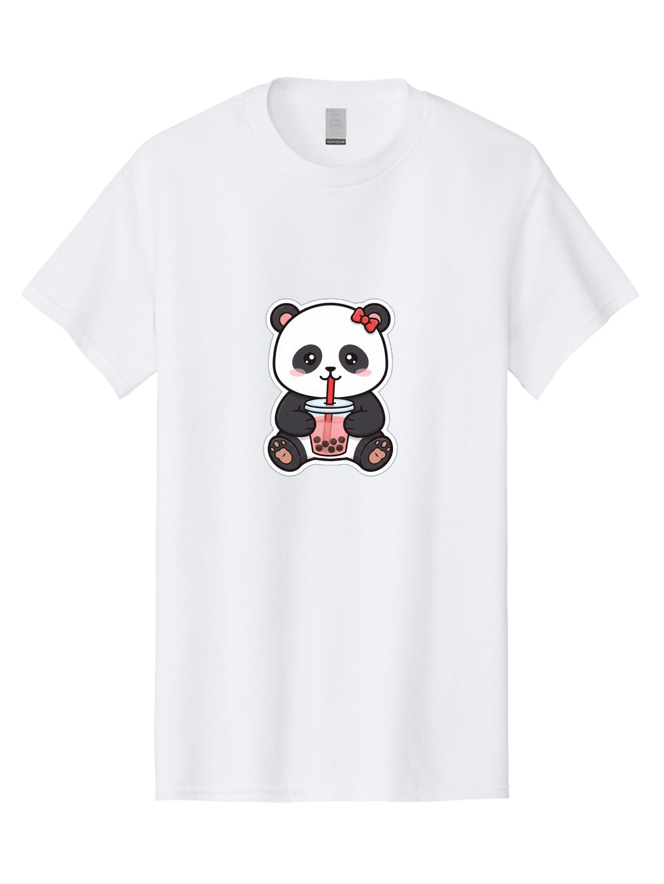 Panda-Drinking-Bubble-Tea Men'S Graphic Tee, 100% Cotton, Comfortable Casual Summer Wear, Machine Washable, Cute Panda, Boba Tea, Bubble Tea, Kawaii Character, Adorable Animal, Pink Drink, Red Straw, Boba Lover, Cartoon Style Bae583 9