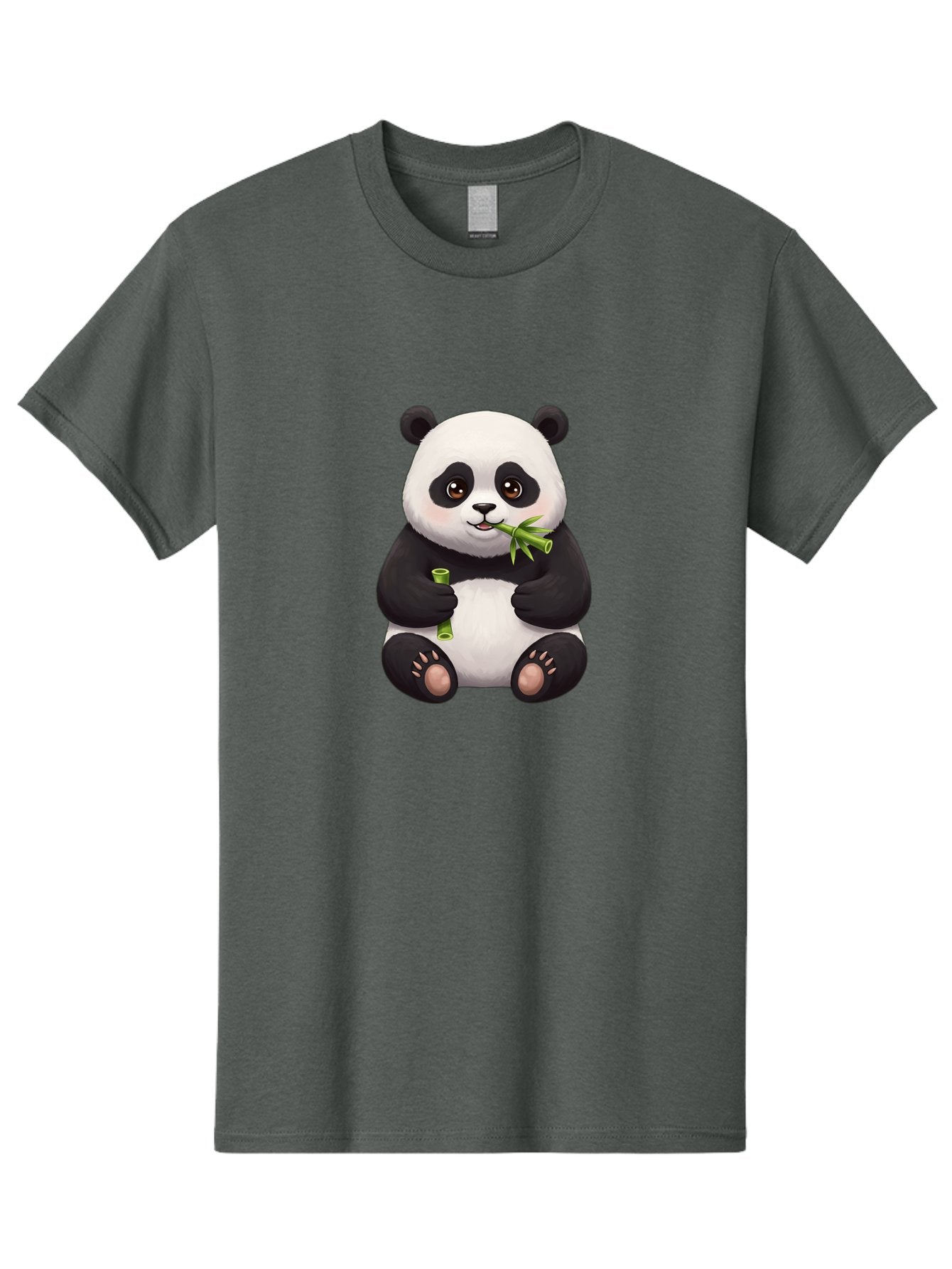 Panda-Eating-Bamboo-1 Men'S Graphic Tee, 100% Cotton, Comfortable Casual Summer Wear, Machine Washable, Panda Bear, Eating Bamboo, Cute Cartoon, Adorable Animal, Bamboo Shoots, Black And White Panda, Happy Face Bae584 15