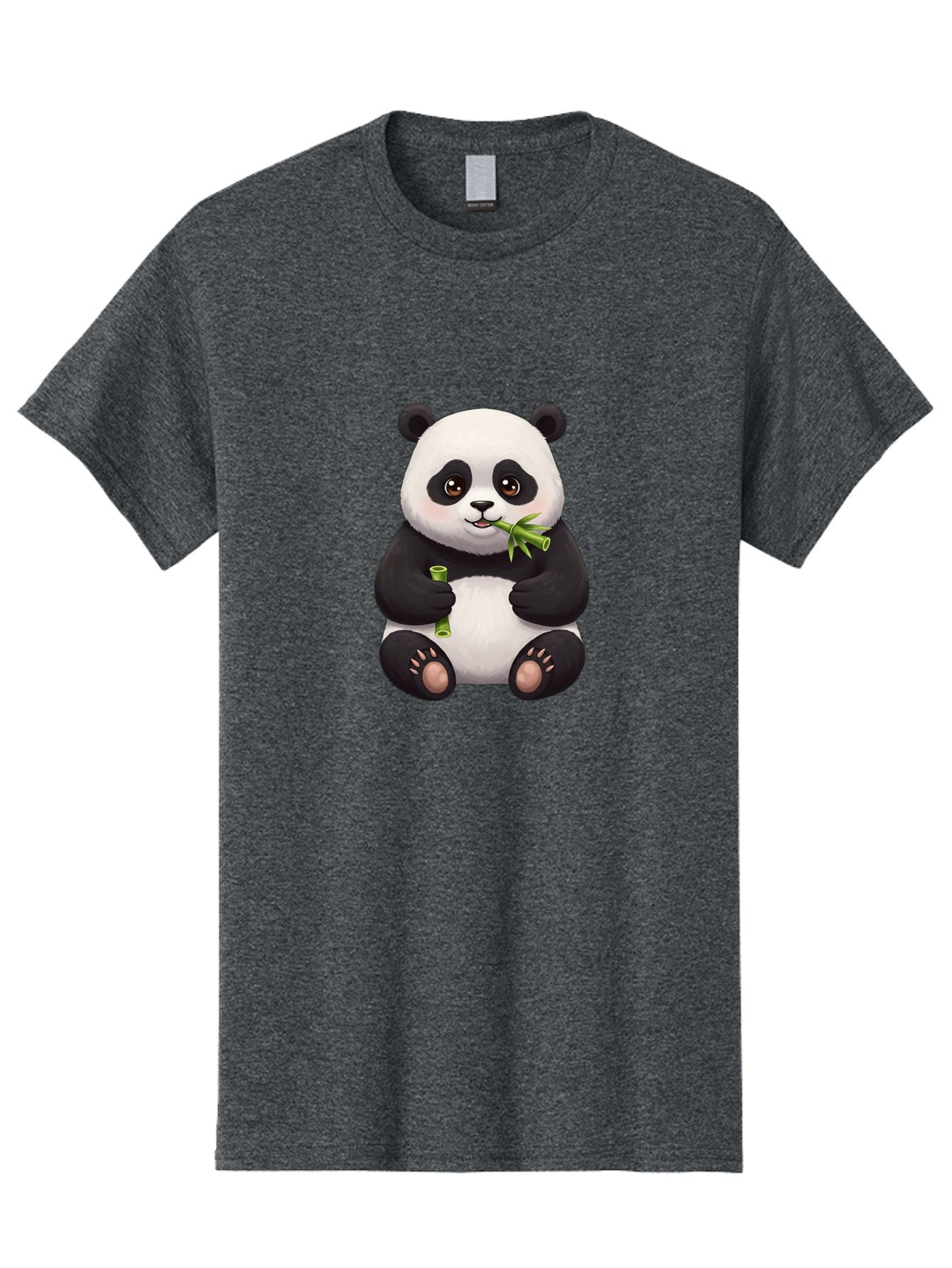Panda-Eating-Bamboo-1 Men'S Graphic Tee, 100% Cotton, Comfortable Casual Summer Wear, Machine Washable, Panda Bear, Eating Bamboo, Cute Cartoon, Adorable Animal, Bamboo Shoots, Black And White Panda, Happy Face Bae584 13