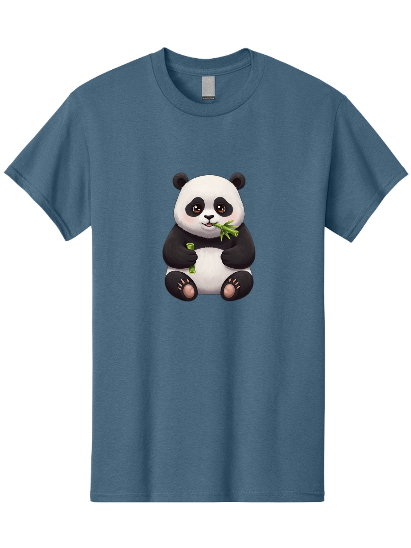 Panda-Eating-Bamboo-1 Men'S Graphic Tee, 100% Cotton, Comfortable Casual Summer Wear, Machine Washable, Panda Bear, Eating Bamboo, Cute Cartoon, Adorable Animal, Bamboo Shoots, Black And White Panda, Happy Face Bae584 10