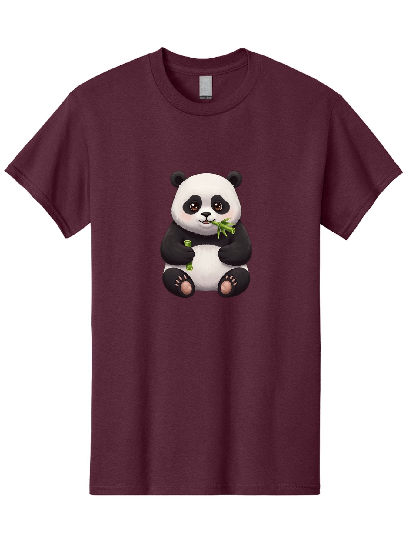 Panda-Eating-Bamboo-1 Men'S Graphic Tee, 100% Cotton, Comfortable Casual Summer Wear, Machine Washable, Panda Bear, Eating Bamboo, Cute Cartoon, Adorable Animal, Bamboo Shoots, Black And White Panda, Happy Face Bae584 12