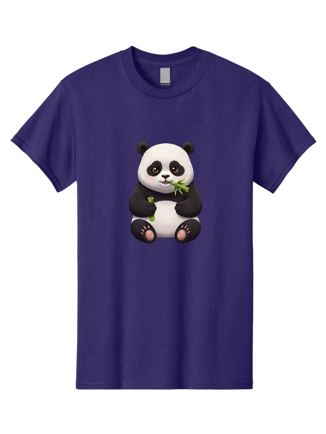 Panda-Eating-Bamboo-1 Men'S Graphic Tee, 100% Cotton, Comfortable Casual Summer Wear, Machine Washable, Panda Bear, Eating Bamboo, Cute Cartoon, Adorable Animal, Bamboo Shoots, Black And White Panda, Happy Face Bae584 14