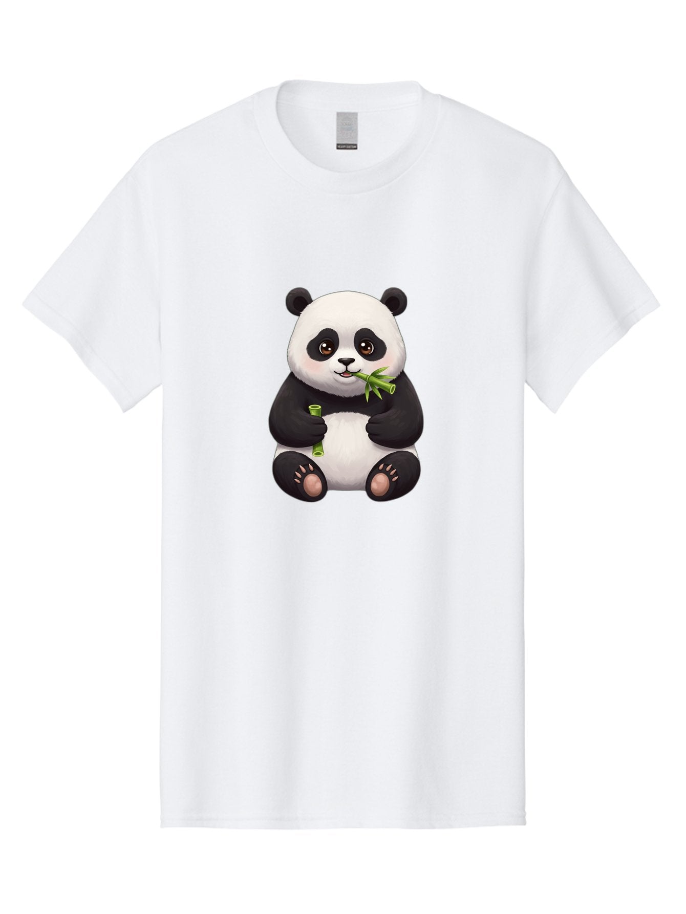 Panda-Eating-Bamboo-1 Men'S Graphic Tee, 100% Cotton, Comfortable Casual Summer Wear, Machine Washable, Panda Bear, Eating Bamboo, Cute Cartoon, Adorable Animal, Bamboo Shoots, Black And White Panda, Happy Face Bae584 8