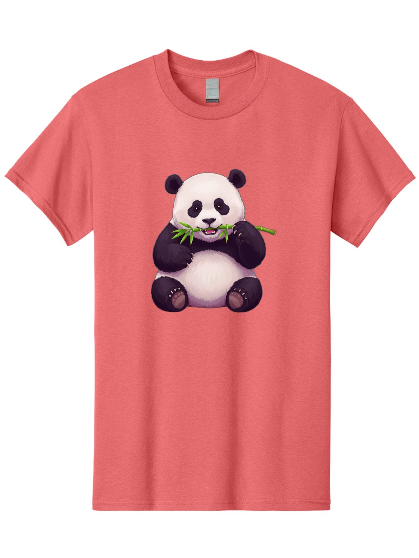 Panda-Eating-Bamboo Men'S Graphic Tee, 100% Cotton, Comfortable Casual Summer Wear, Machine Washable, Panda Eating Bamboo, Cute Panda, Cartoon Panda, Panda Bear, Bamboo Shoots, Black And White Panda, Adorable Animal, Cartoon Character Bae585 3