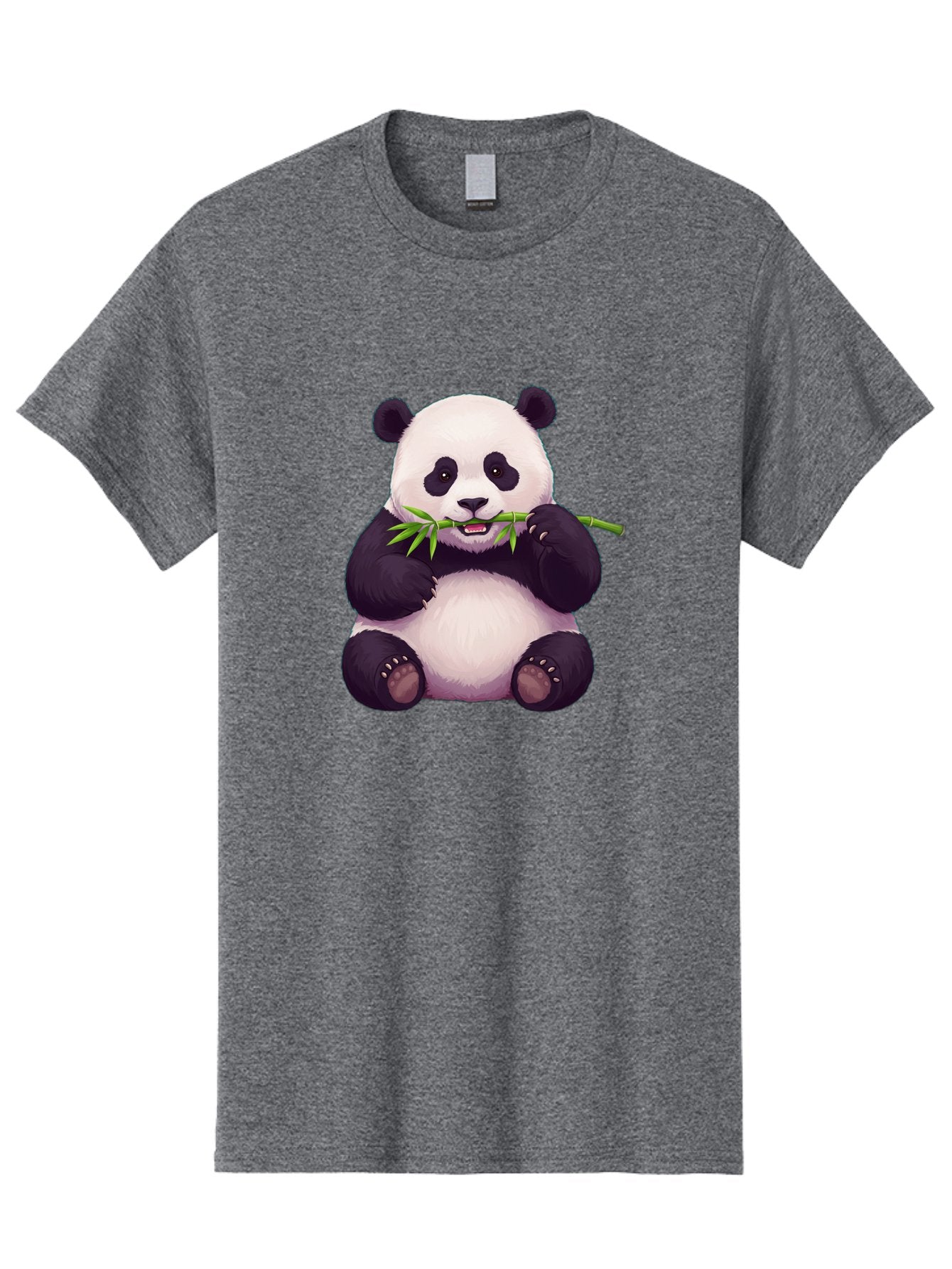 Panda-Eating-Bamboo Men'S Graphic Tee, 100% Cotton, Comfortable Casual Summer Wear, Machine Washable, Panda Eating Bamboo, Cute Panda, Cartoon Panda, Panda Bear, Bamboo Shoots, Black And White Panda, Adorable Animal, Cartoon Character Bae585 7