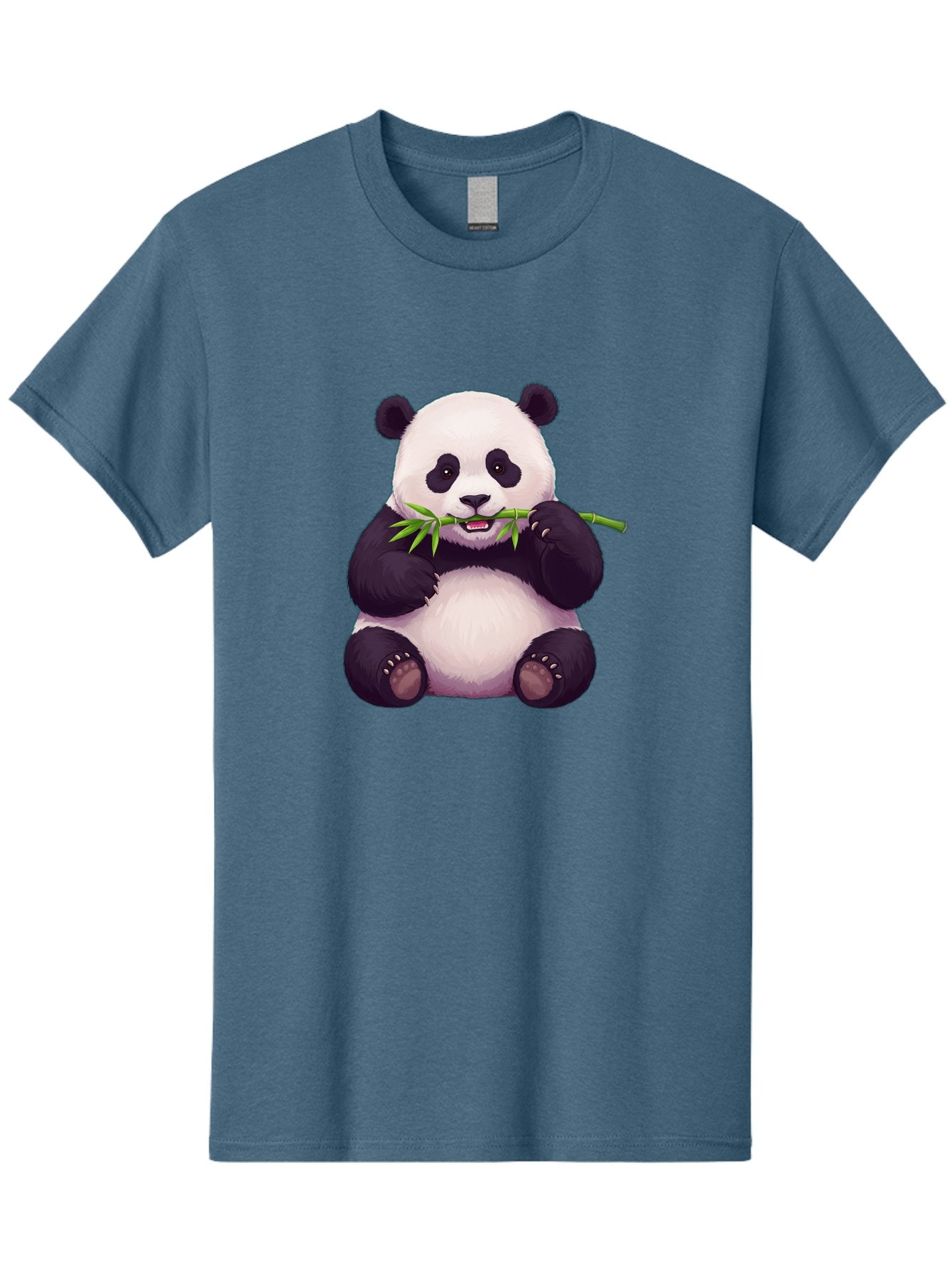 Panda-Eating-Bamboo Men'S Graphic Tee, 100% Cotton, Comfortable Casual Summer Wear, Machine Washable, Panda Eating Bamboo, Cute Panda, Cartoon Panda, Panda Bear, Bamboo Shoots, Black And White Panda, Adorable Animal, Cartoon Character Bae585
