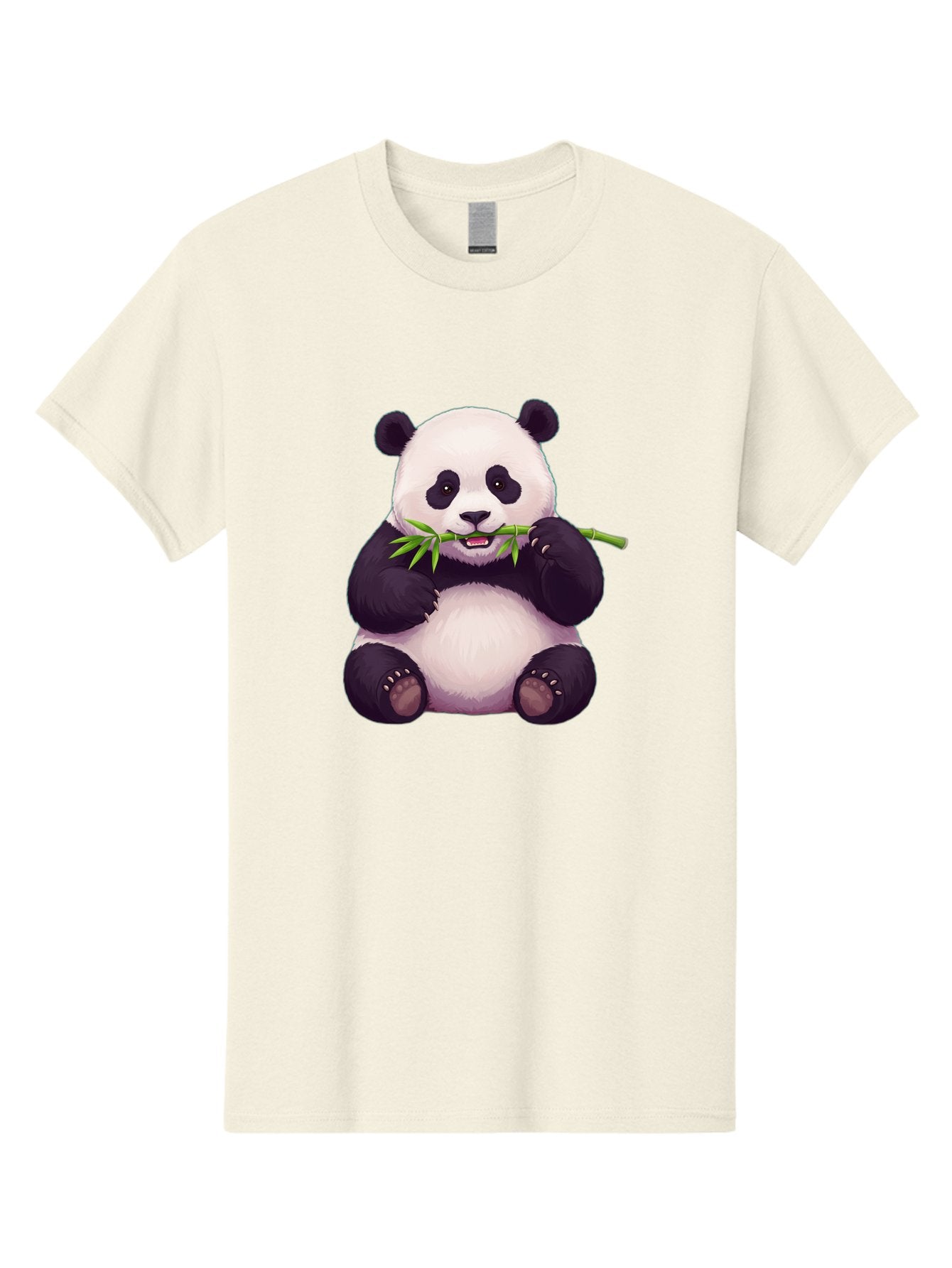 Panda-Eating-Bamboo Men'S Graphic Tee, 100% Cotton, Comfortable Casual Summer Wear, Machine Washable, Panda Eating Bamboo, Cute Panda, Cartoon Panda, Panda Bear, Bamboo Shoots, Black And White Panda, Adorable Animal, Cartoon Character Bae585 8