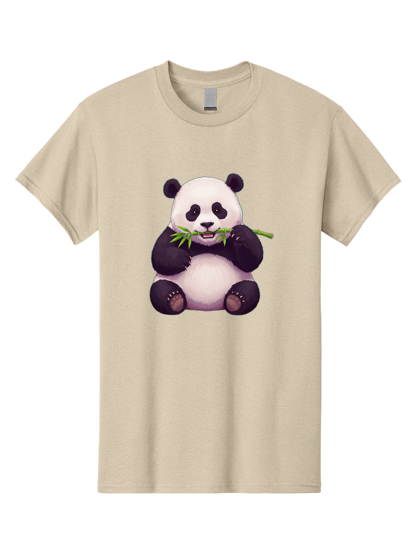Panda-Eating-Bamboo Men'S Graphic Tee, 100% Cotton, Comfortable Casual Summer Wear, Machine Washable, Panda Eating Bamboo, Cute Panda, Cartoon Panda, Panda Bear, Bamboo Shoots, Black And White Panda, Adorable Animal, Cartoon Character Bae585 14