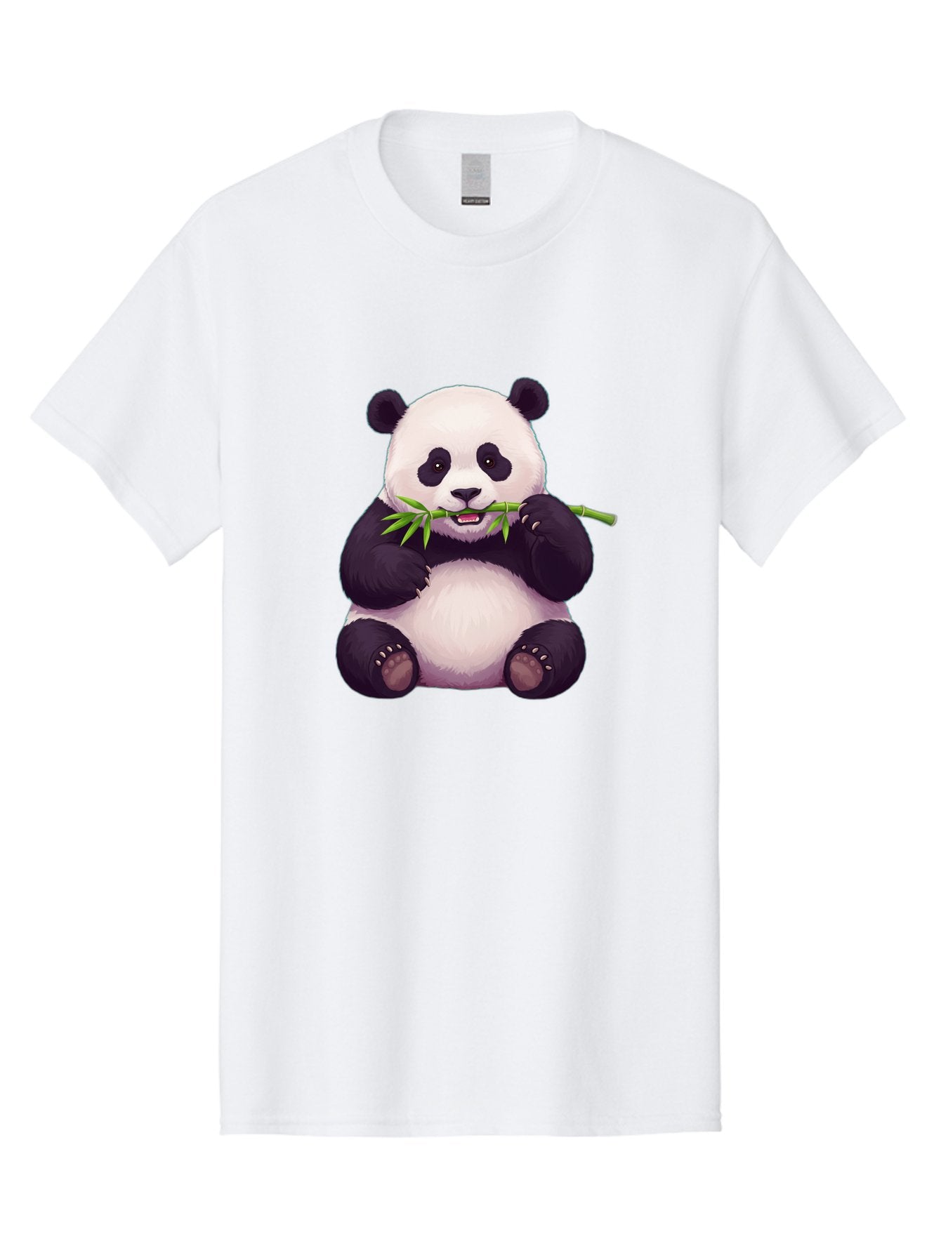 Panda-Eating-Bamboo Men'S Graphic Tee, 100% Cotton, Comfortable Casual Summer Wear, Machine Washable, Panda Eating Bamboo, Cute Panda, Cartoon Panda, Panda Bear, Bamboo Shoots, Black And White Panda, Adorable Animal, Cartoon Character Bae585 12