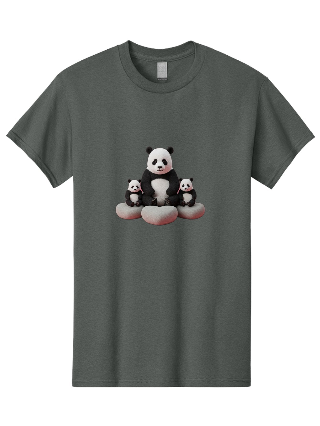 Panda-Family-1 Men'S Graphic Tee, 100% Cotton, Comfortable Casual Summer Wear, Machine Washable, Panda Bear, Panda Cubs, Family Portrait, Cute Animals, Adorable Creatures, Black And White Fur, Sitting On Rocks, Tender Moment, Bae586 8