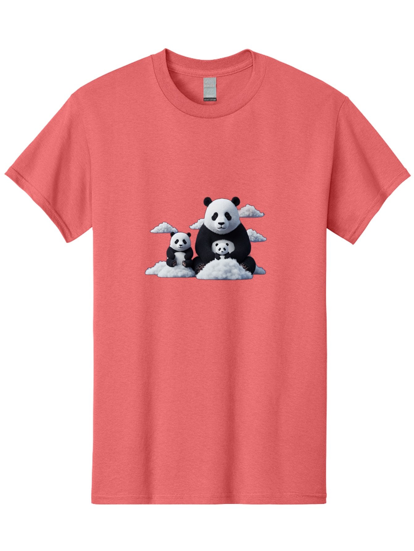 Panda-Family-3 Men'S Graphic Tee, 100% Cotton, Comfortable Casual Summer Wear, Machine Washable, Panda Bear Family, Giant Panda, Cute Pandas, Cartoon Style, Fluffy Clouds, Black And White, Adorable Animals, Happy Family, Digital Art, Bae588 11