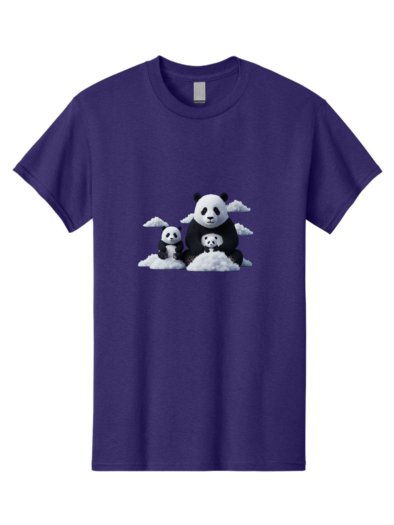 Panda-Family-3 Men'S Graphic Tee, 100% Cotton, Comfortable Casual Summer Wear, Machine Washable, Panda Bear Family, Giant Panda, Cute Pandas, Cartoon Style, Fluffy Clouds, Black And White, Adorable Animals, Happy Family, Digital Art, Bae588 13