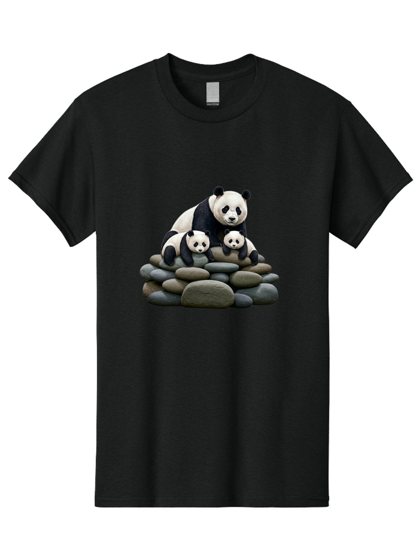Panda-Family-4 Men'S Graphic Tee, 100% Cotton, Comfortable Casual Summer Wear, Machine Washable, Panda Bear Mom, Baby Pandas, Adorable Animals, Giant Panda, Cute Cubs, Panda Family, Animal Portrait, Wildlife Art Bae589 3