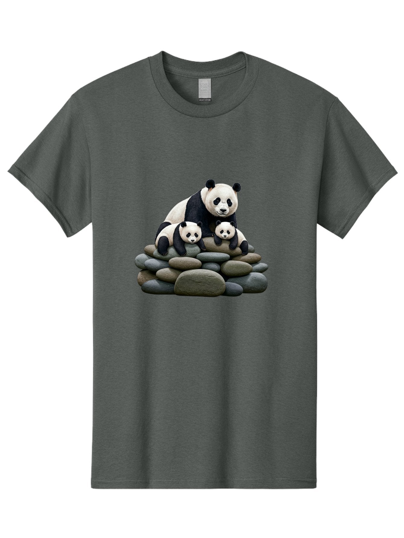 Panda-Family-4 Men'S Graphic Tee, 100% Cotton, Comfortable Casual Summer Wear, Machine Washable, Panda Bear Mom, Baby Pandas, Adorable Animals, Giant Panda, Cute Cubs, Panda Family, Animal Portrait, Wildlife Art Bae589 5