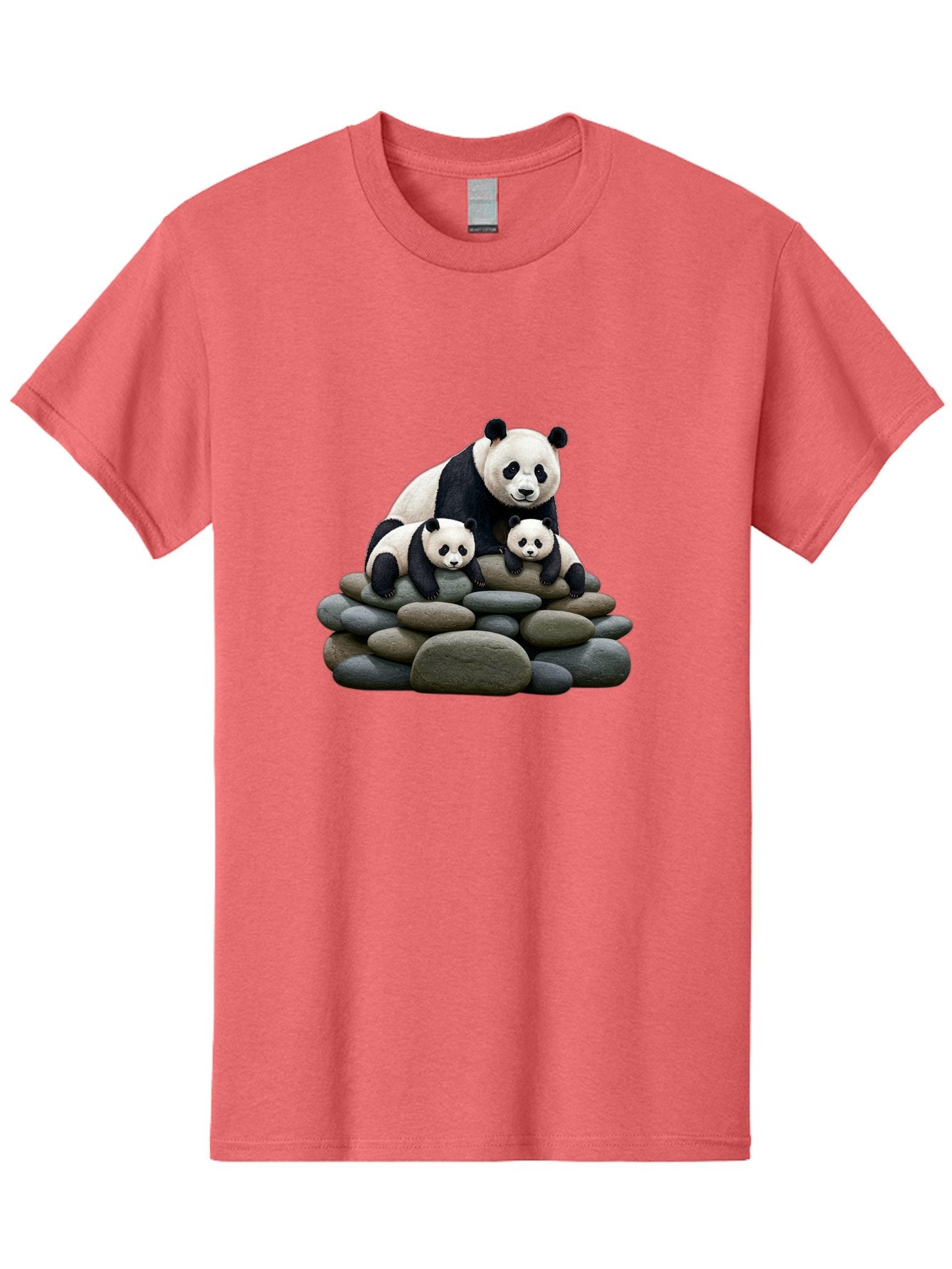 Panda-Family-4 Men'S Graphic Tee, 100% Cotton, Comfortable Casual Summer Wear, Machine Washable, Panda Bear Mom, Baby Pandas, Adorable Animals, Giant Panda, Cute Cubs, Panda Family, Animal Portrait, Wildlife Art Bae589 12