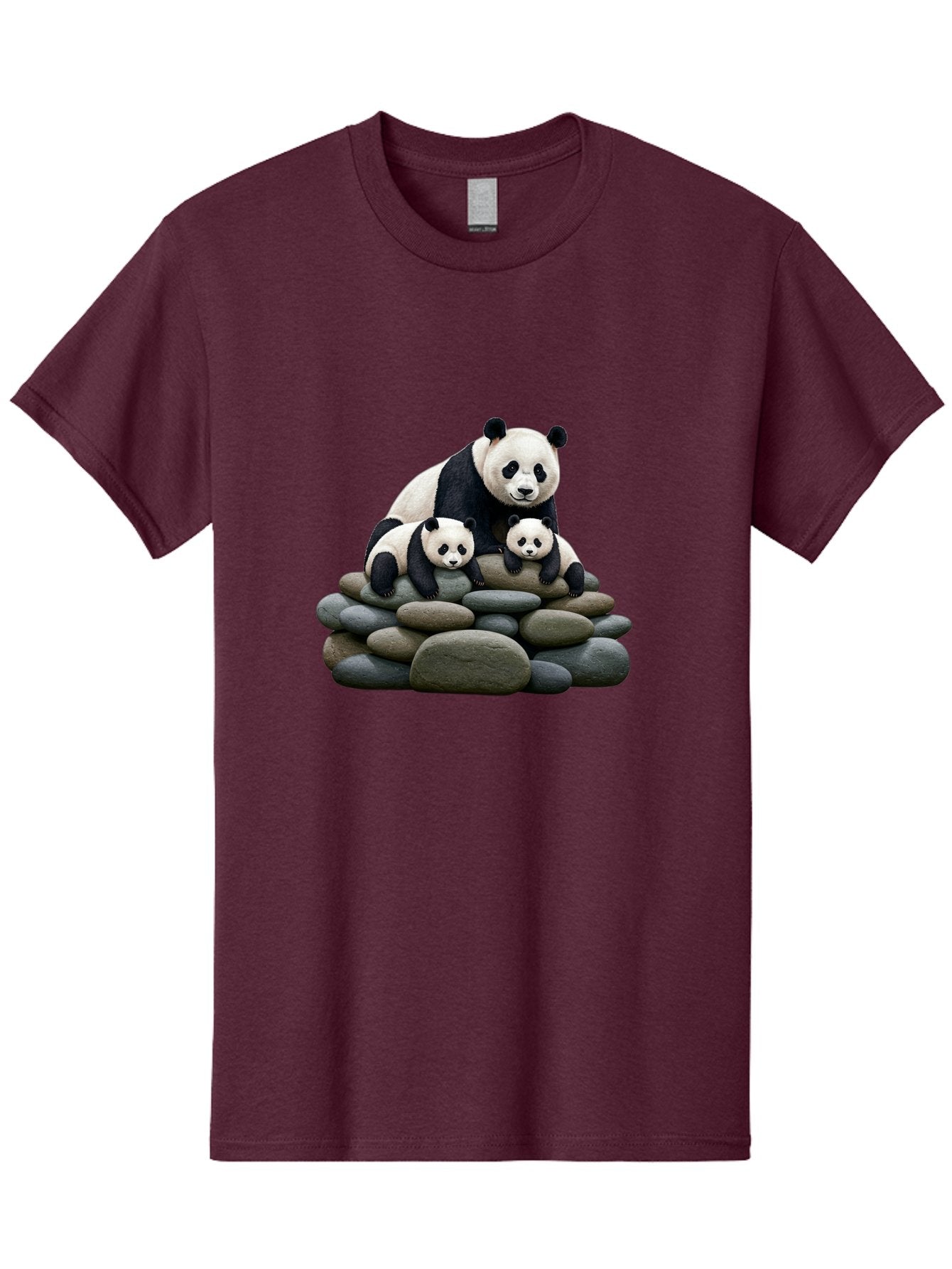 Panda-Family-4 Men'S Graphic Tee, 100% Cotton, Comfortable Casual Summer Wear, Machine Washable, Panda Bear Mom, Baby Pandas, Adorable Animals, Giant Panda, Cute Cubs, Panda Family, Animal Portrait, Wildlife Art Bae589 6