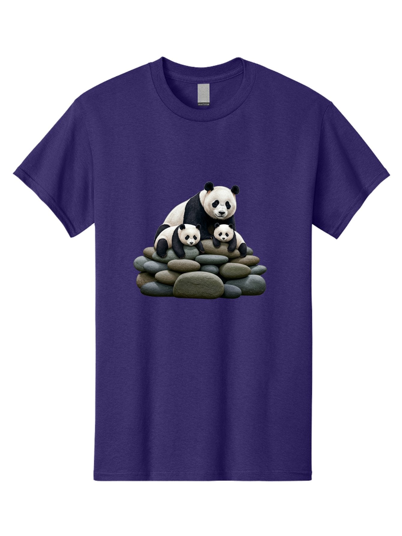 Panda-Family-4 Men'S Graphic Tee, 100% Cotton, Comfortable Casual Summer Wear, Machine Washable, Panda Bear Mom, Baby Pandas, Adorable Animals, Giant Panda, Cute Cubs, Panda Family, Animal Portrait, Wildlife Art Bae589